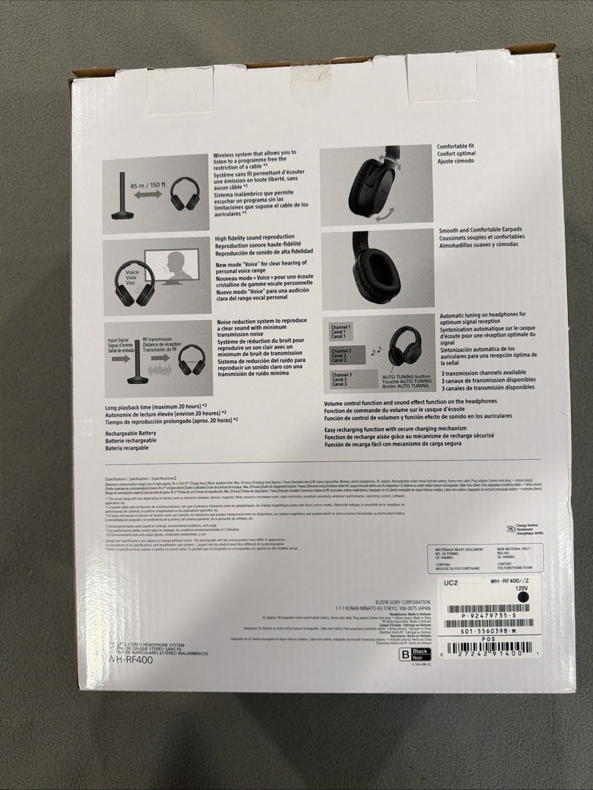 Sony RF400 Wireless Home Theater Headphones – Black
