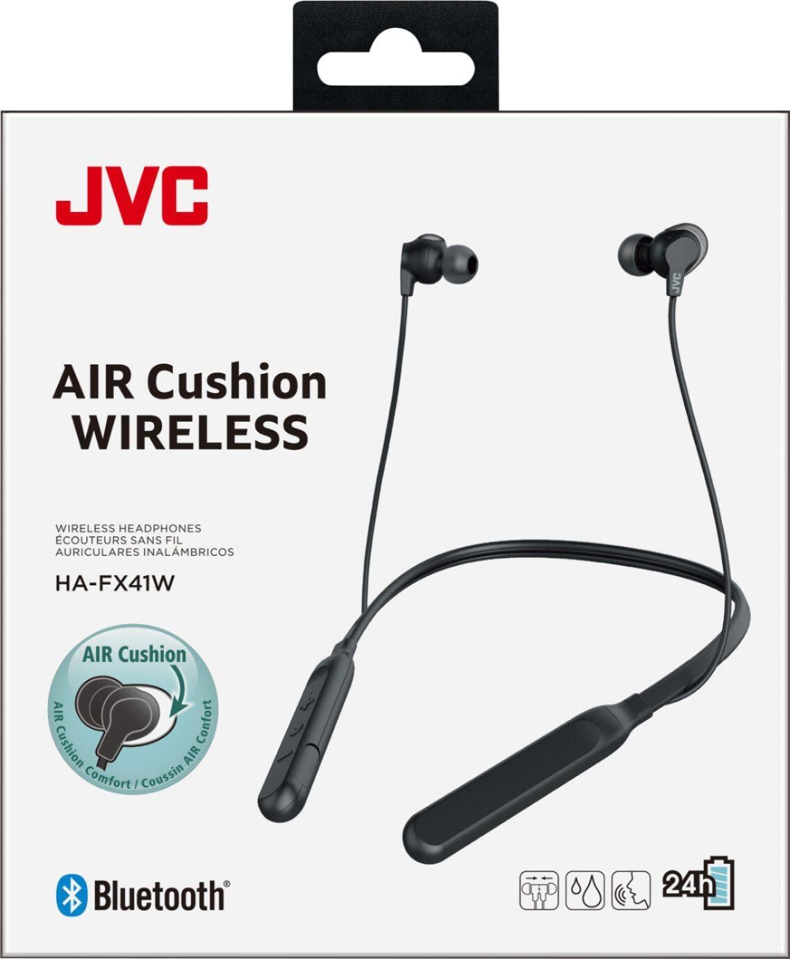 JVC – Air Cushion In Ear Neckband Bluetooth Wireless Headphones – Black