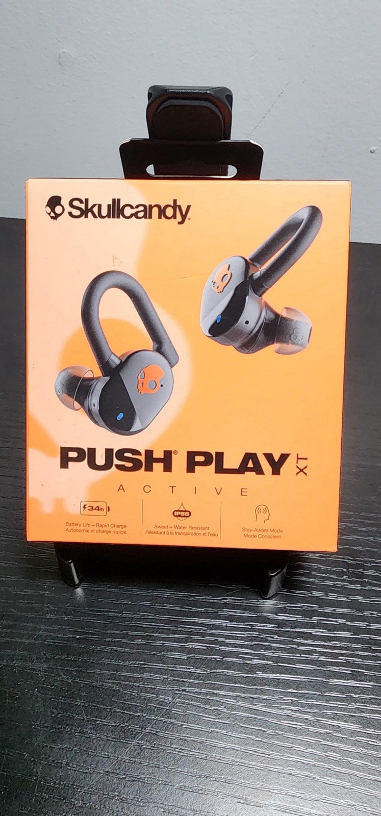 Skullcandy Push Play Active XT Wireless Earbuds Black Orange Bluetooth New Open