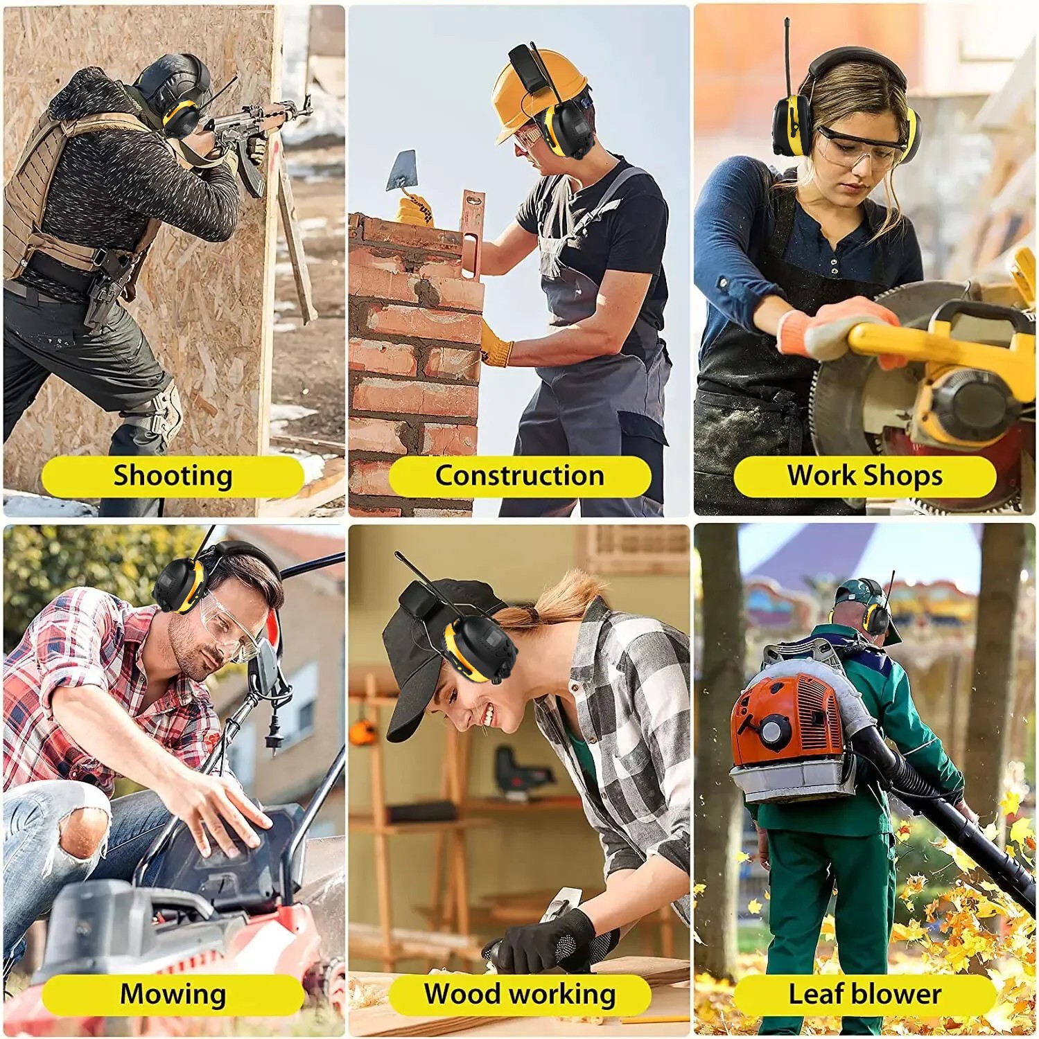 Digital Bluetooth FM Radio Headphones Ear Protection Safety Ear Muffs Electronic