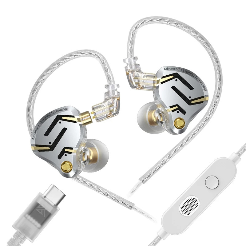 KZ ZS12 PRO 2 Hybrid IEM Earphones 1DD+5BA Drivers Detachable 3.5mm/USB-C