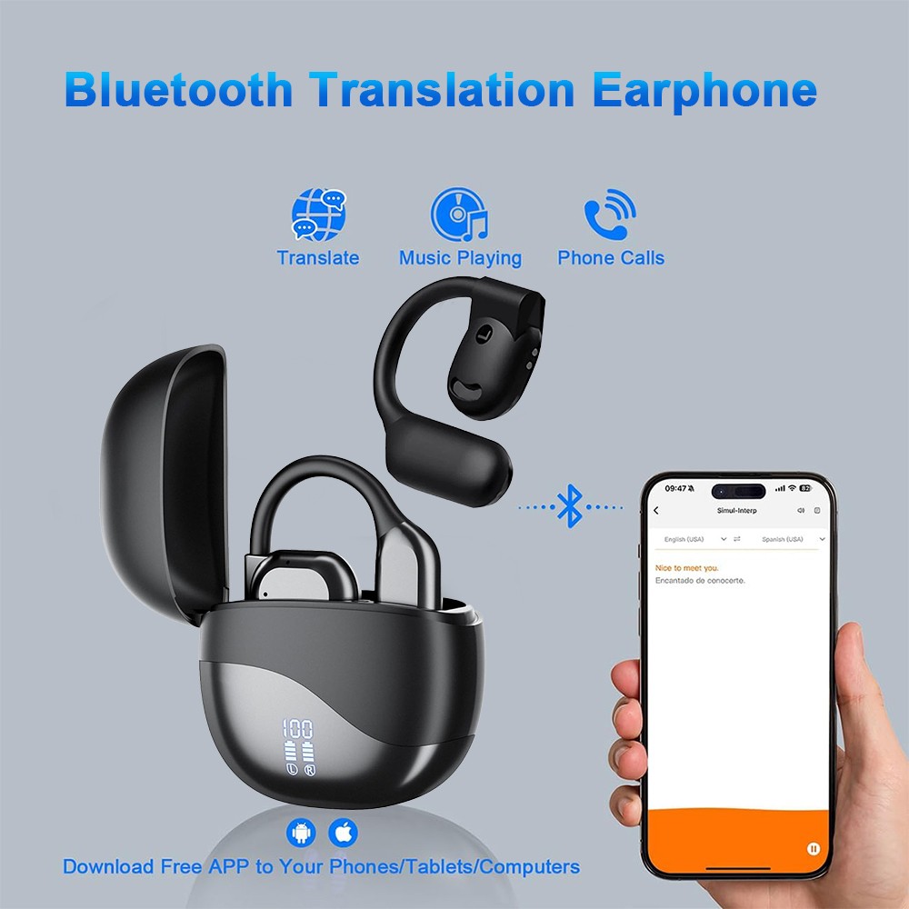 Language Translator Earbuds Wireless AI Headphones 144 Languages for Android iOS