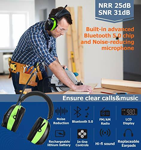 Bluetooth Headphones with FM/AM Radio, Rechargeable Protector w/ Digital Display