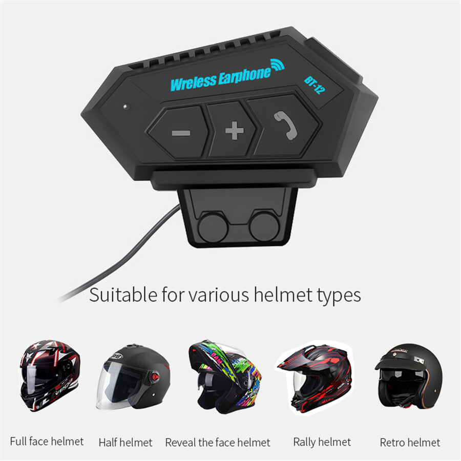 Motorcycle Wireless Bluetooth 5.0 Helmet Headset Hands-free Telephone Call Kit