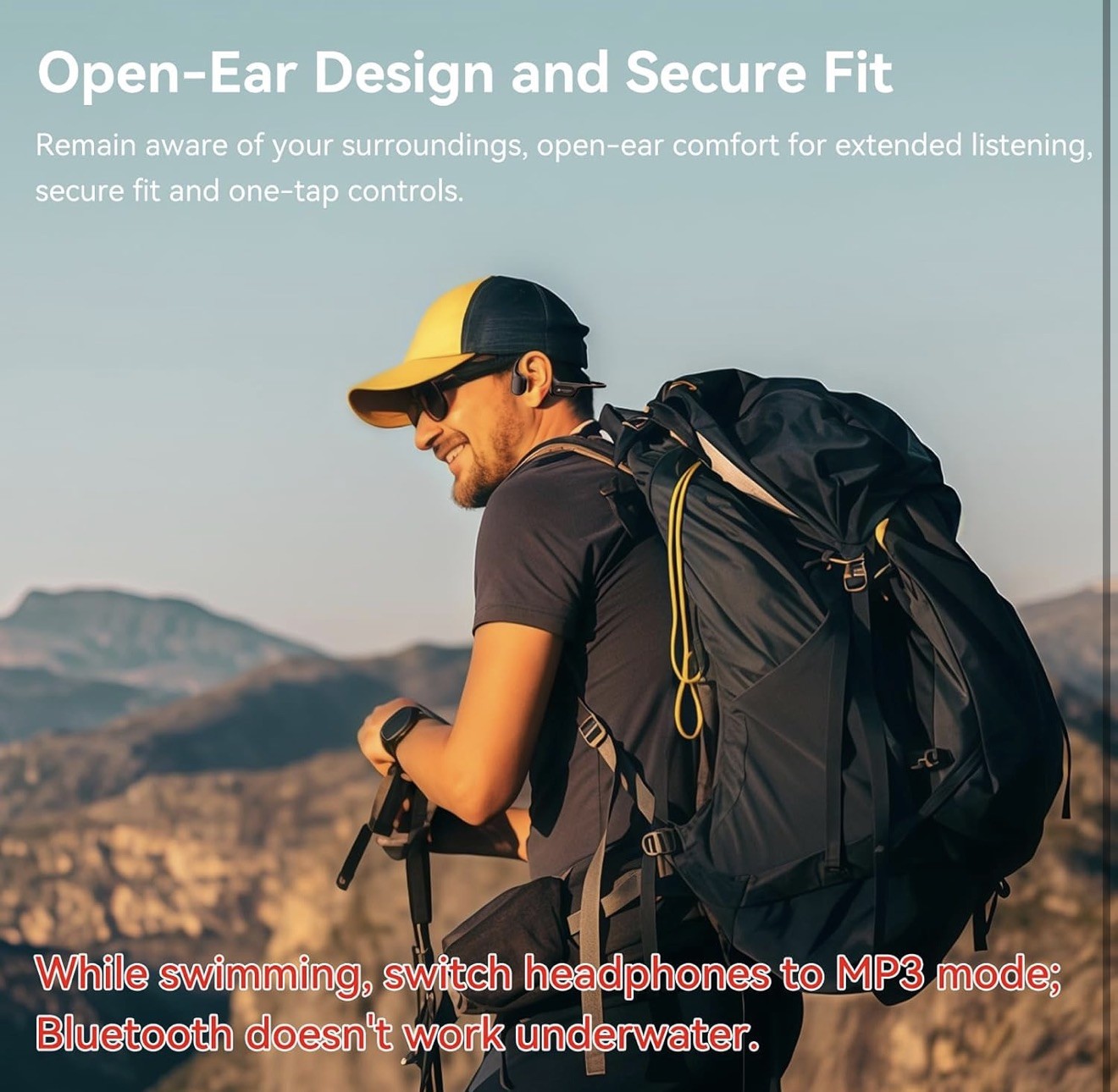 Hostena Bone Conduction Headphones with Mic, Open-Ear Headphones with Noise
