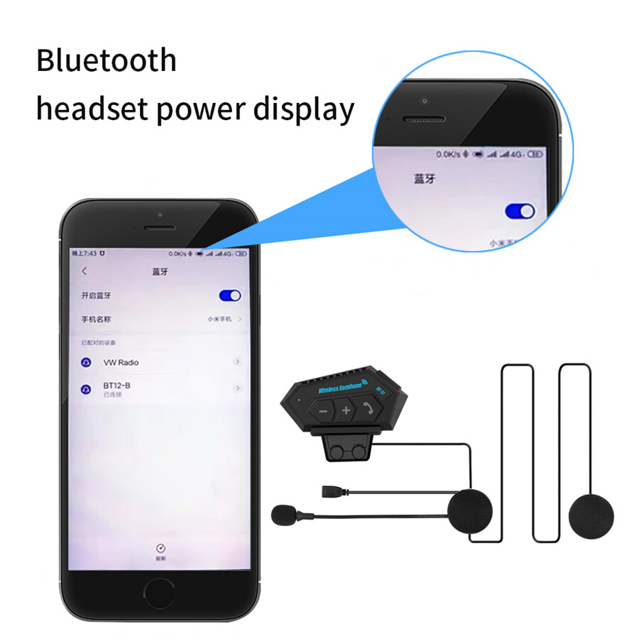 Motorcycle Wireless Bluetooth 5.0 Helmet Headset Hands-free Telephone Call Kit