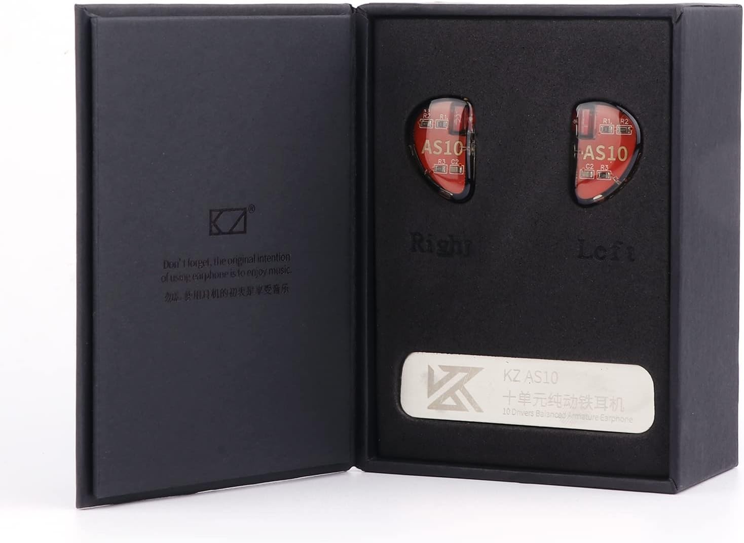 KZ AS10 5BA HiFi Earphones, 5 Balanced Armature Drivers, Detachable Cable, Black