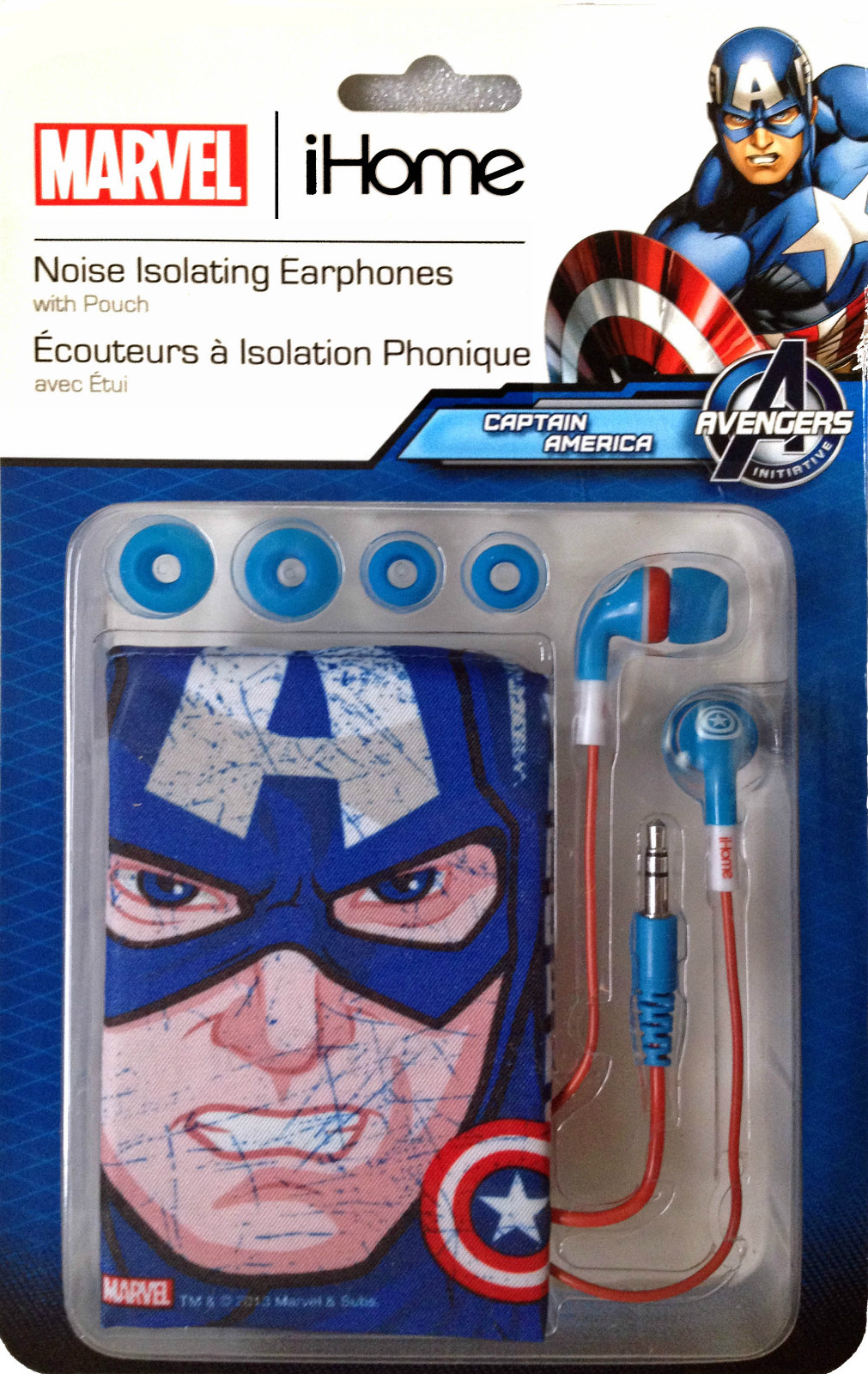 Marvel iHome Captain America Blue Licensed Earbuds with Carry Pouch