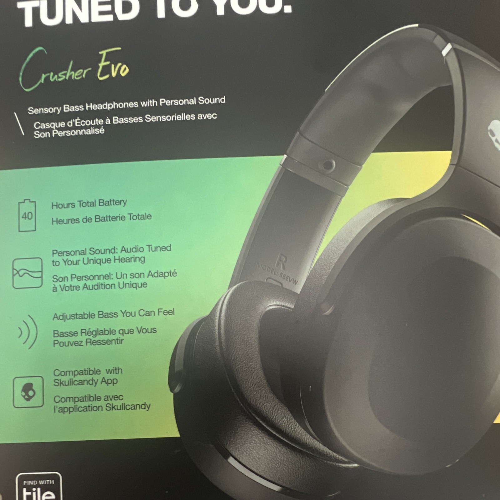 Skullcandy Crusher Evo Wireless Over-Ear Headphone – True Black New