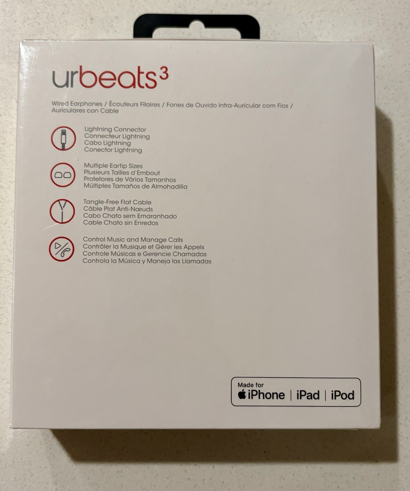 Beats by Dr. Dre UrBeats3 In the Ear Headphones *Lightning Cable* – Black New