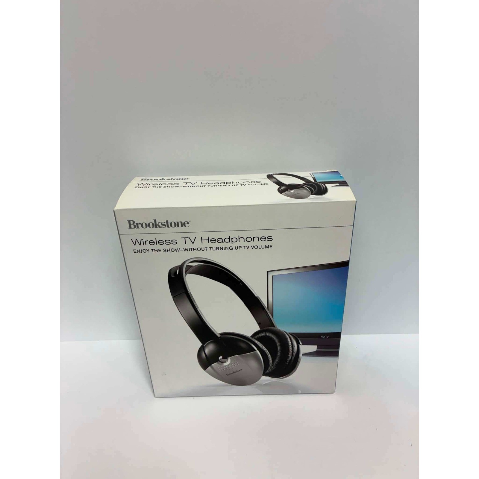 Brookstone Wireless TV Headphones Infrared Stereo System Black Silver 609188