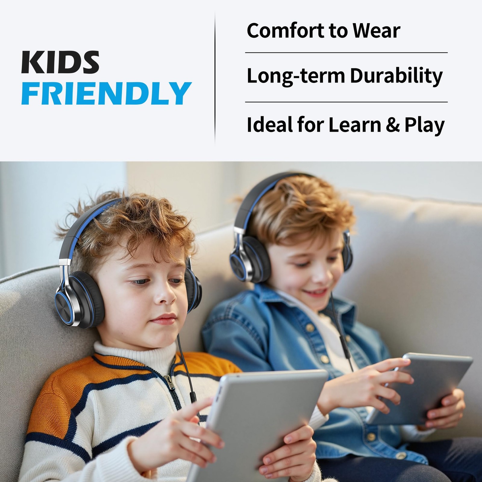 AILIHEN C8 Kids Headphones Wired, On-Ear Headphones with Microphone and Volum…