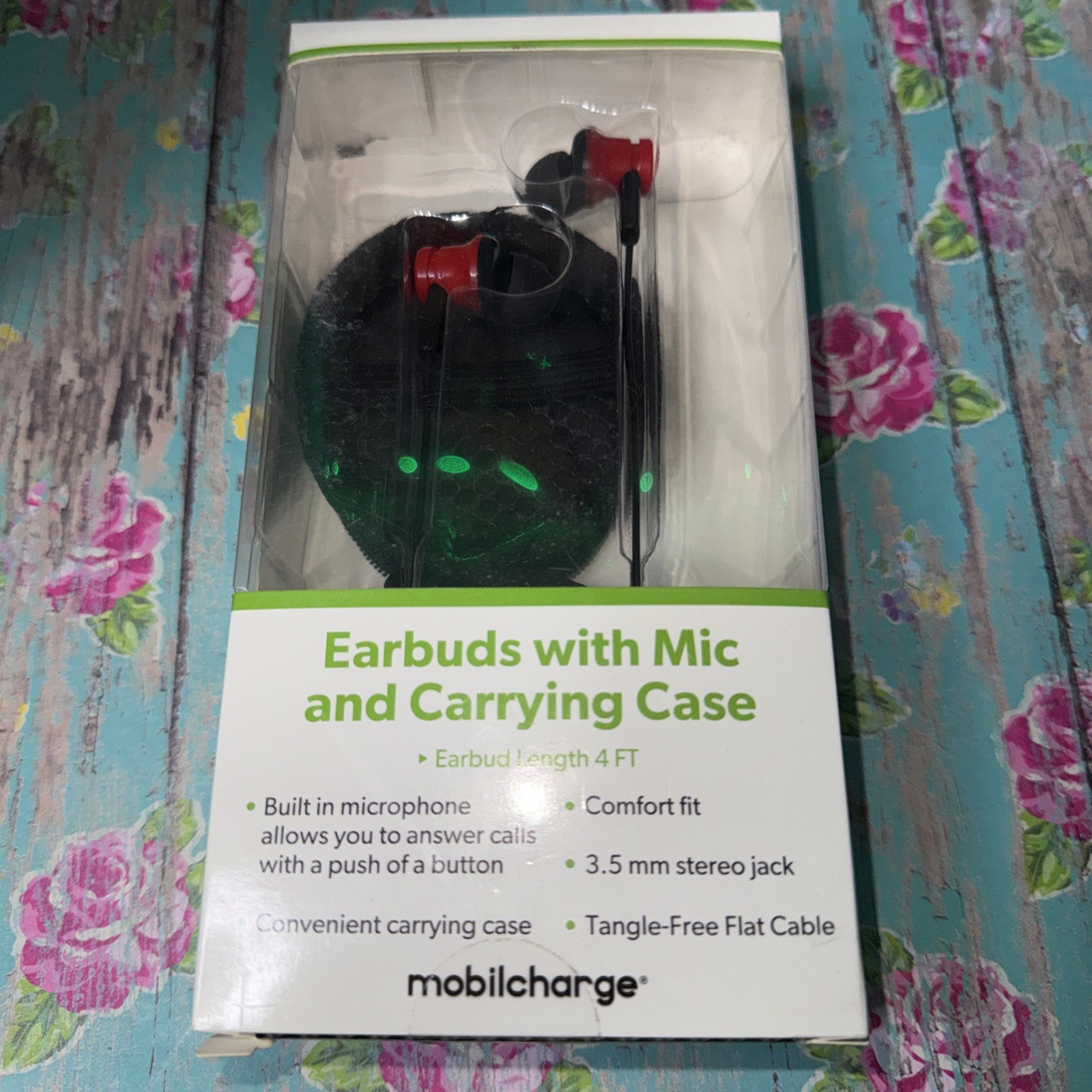 Mobile Charge Earbuds with Mix and Carrying Case Black