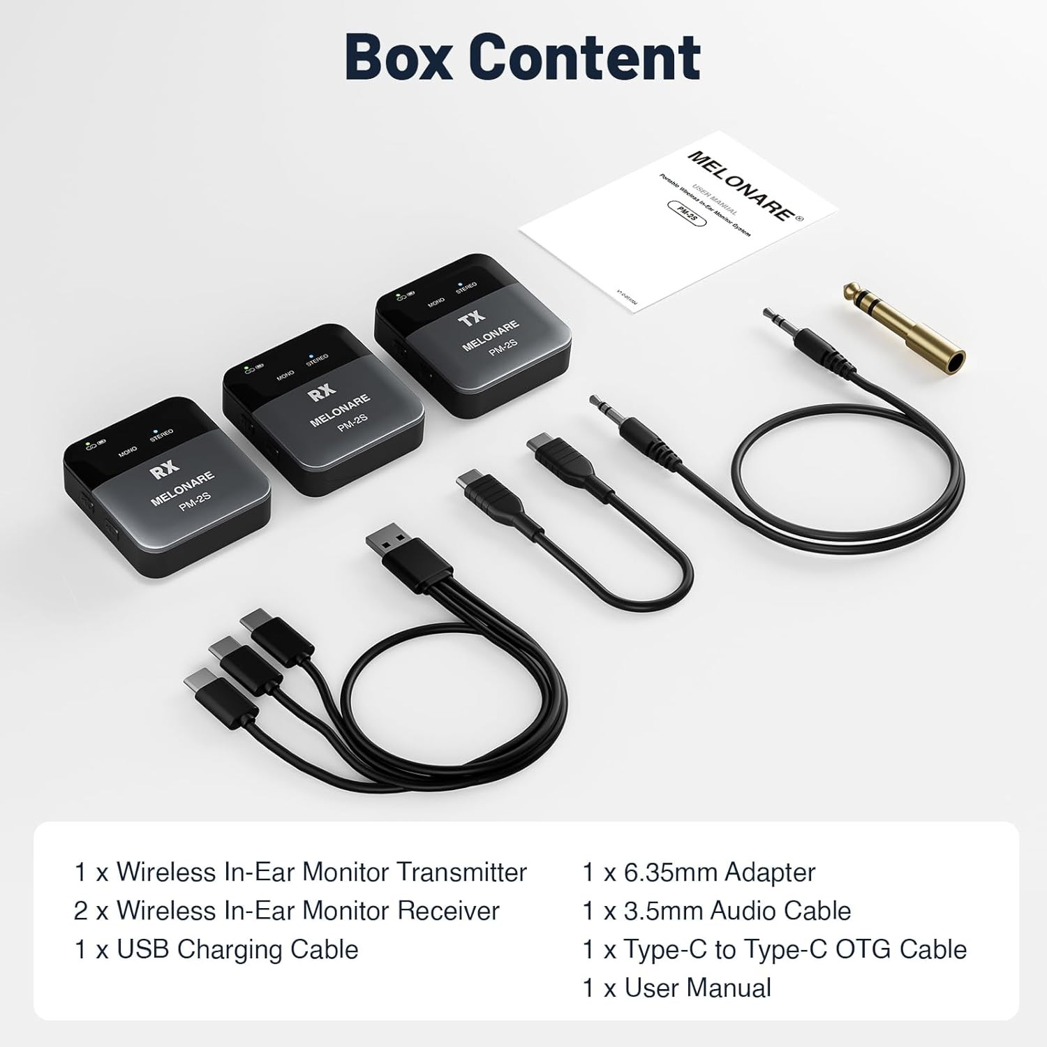 Wireless In-Ear Monitor System with 2 Receivers for Live Sound & Studios