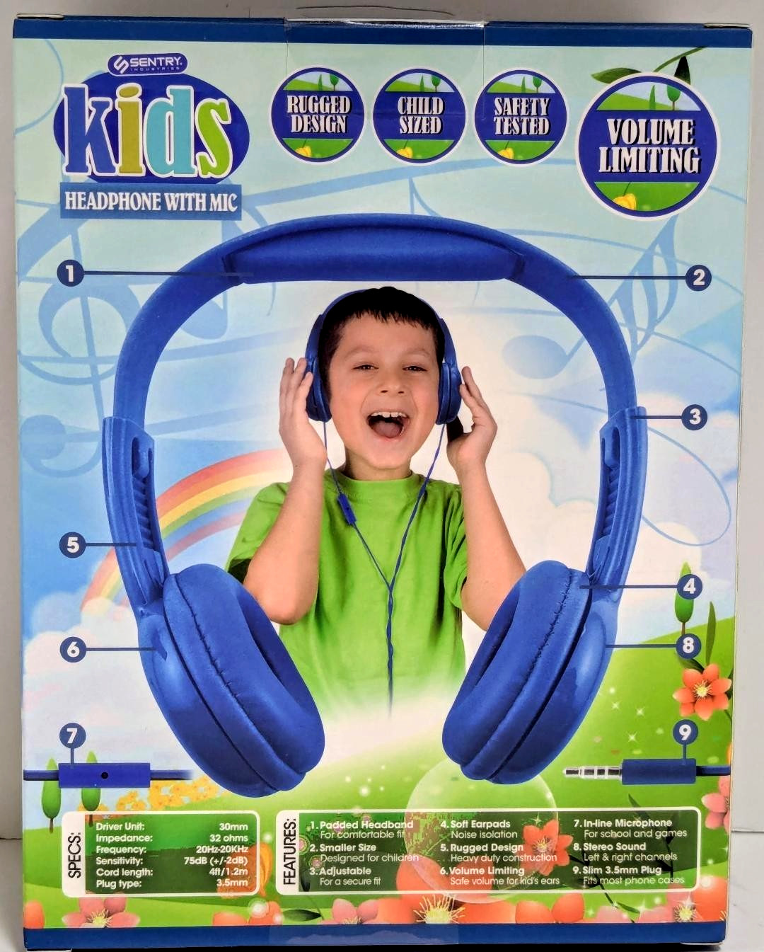Sentry Kids Child Safe Headphones with Mic with Volume Limiting Control – NEW