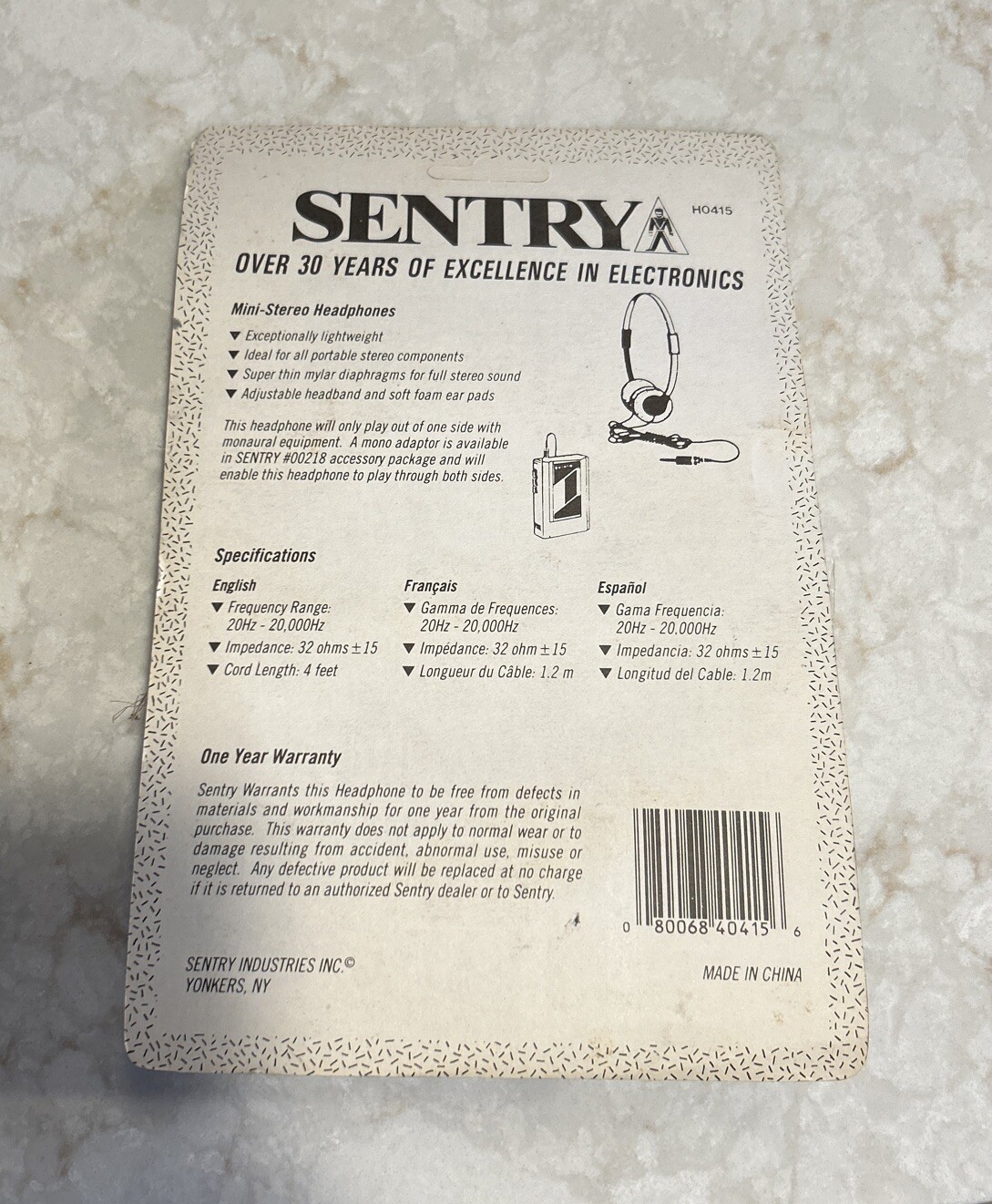 New Sealed Vintage 1980’s SENTRY Mini Stereo OverHead Headphones H0415 FAST SHIP