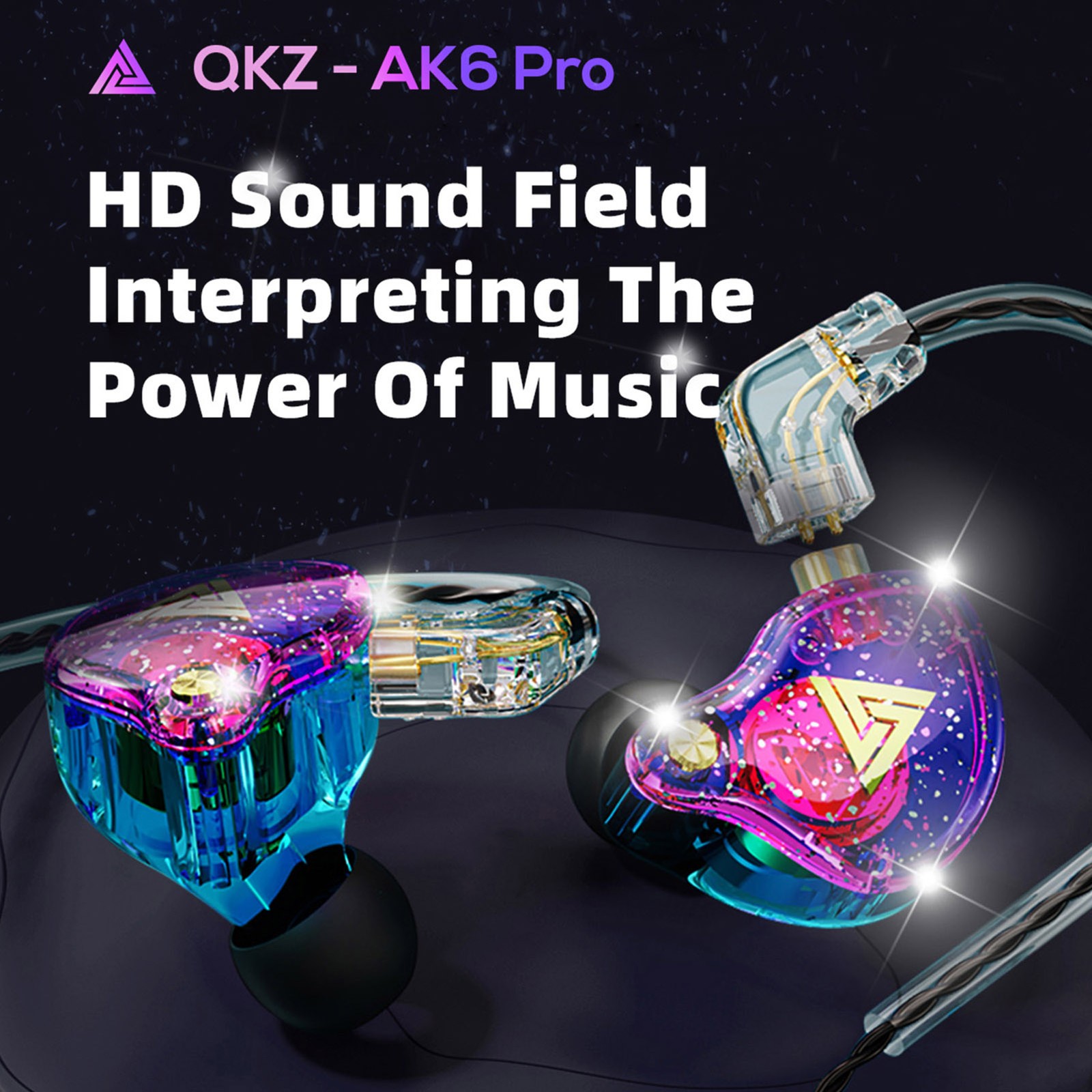 QKZ AK6 Pro 3.5mm Wired Headphones Dynamic Earphone Detachable Headphone CXAJ