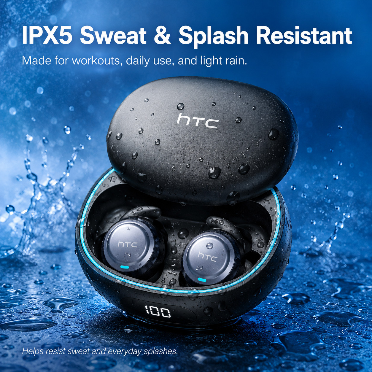 HTC NE96 Mini Sleep Earbuds Bluetooth 6.0 Side Sleeper LED Case IPX5