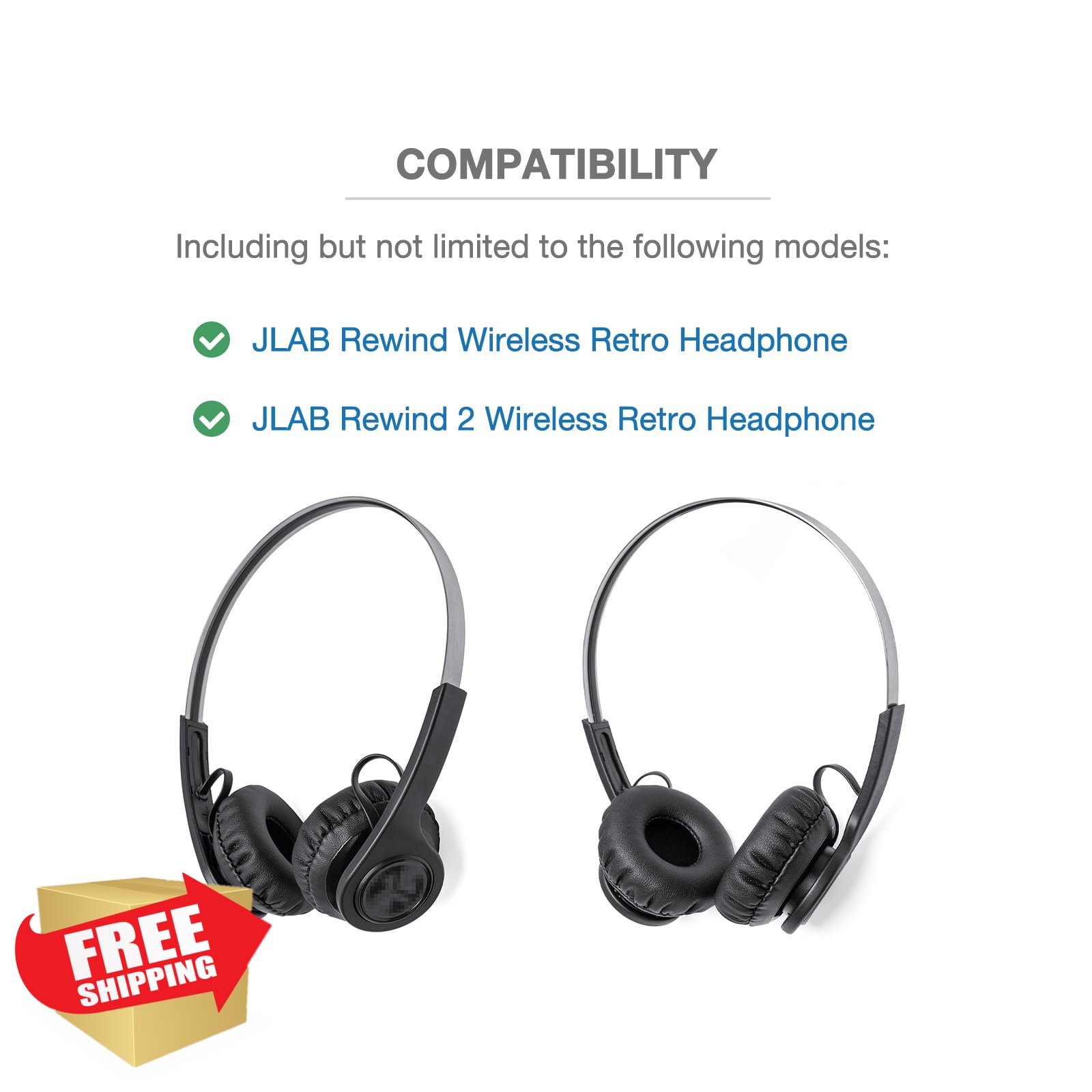 Voarmaks Earpads for JLAB Rewind Wireless Retro Headphones Foam