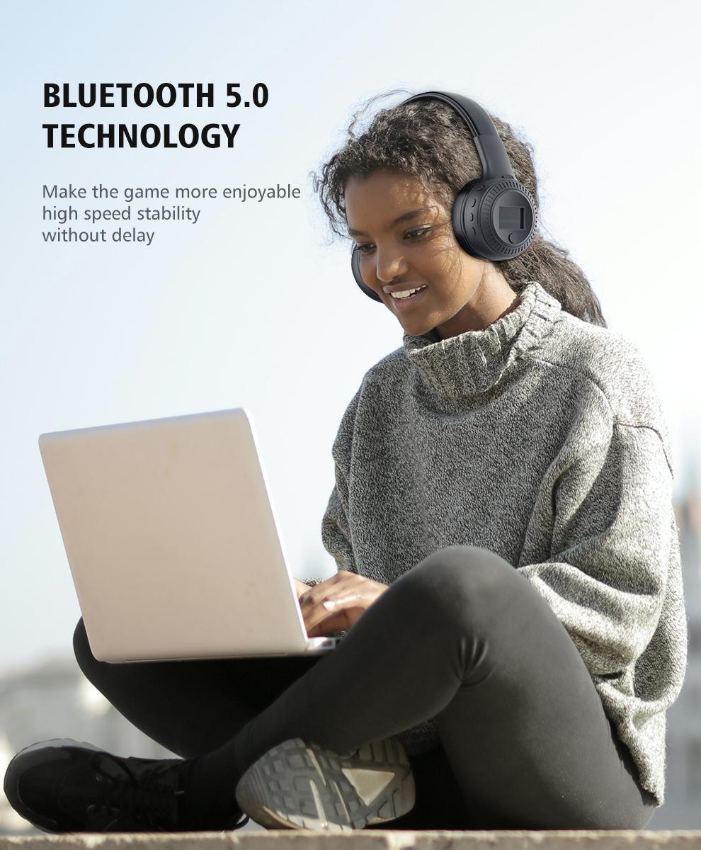 Zealot B19 Headphones Lcd Display Hifi Bass Stereo Earphone Bluetooth Wireless H