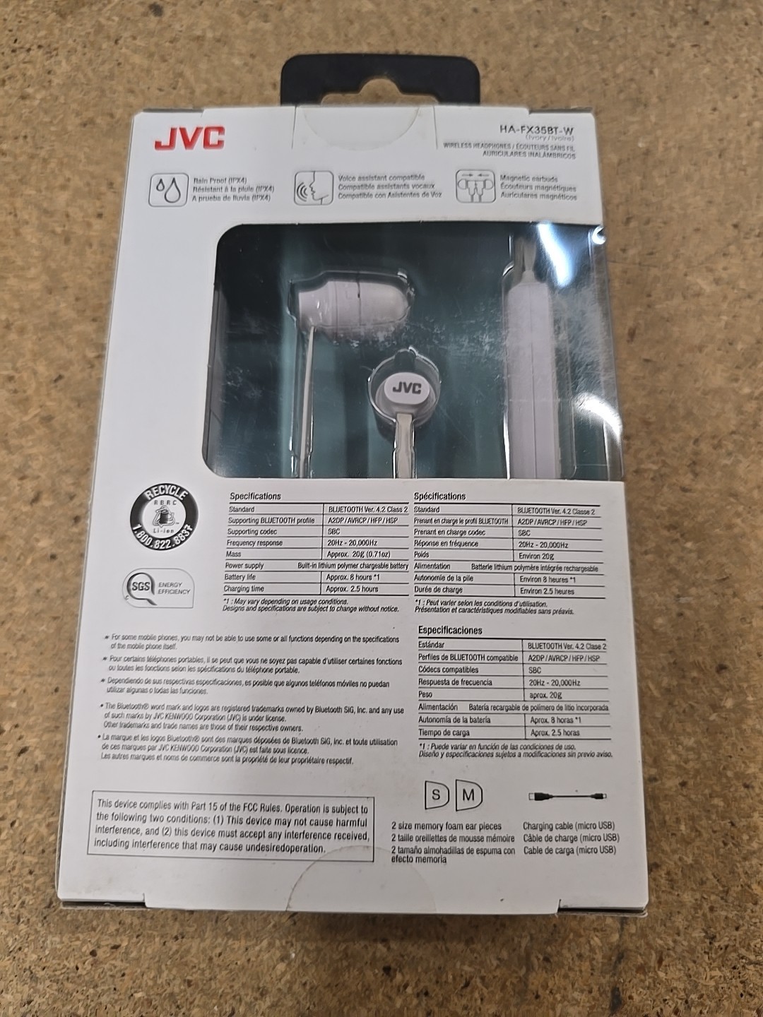 JVC HA-FX38 In-Ear Only Headphones – White