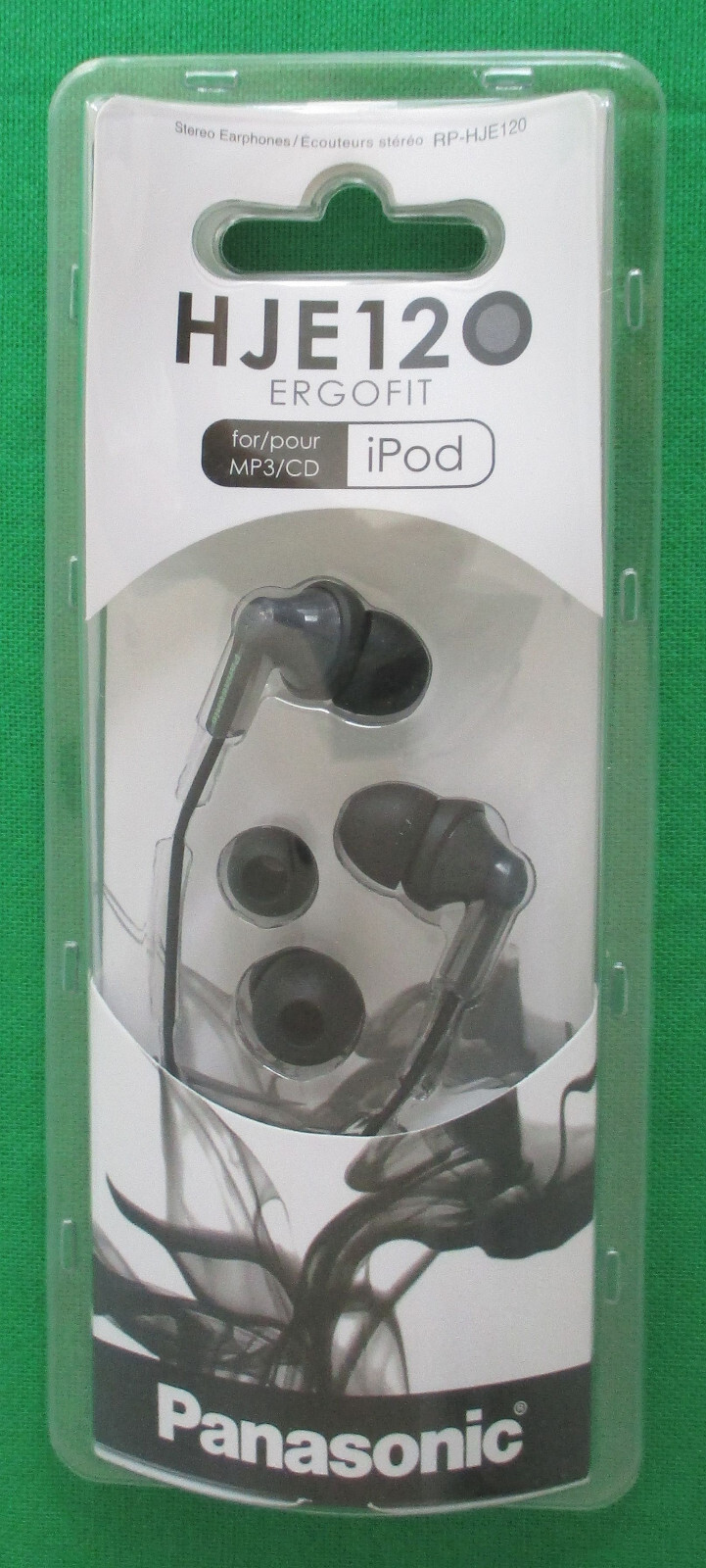 New Panasonic RP-HJE120 ErgoFit Wired In-Ear Stereo Earbud Headphones Black