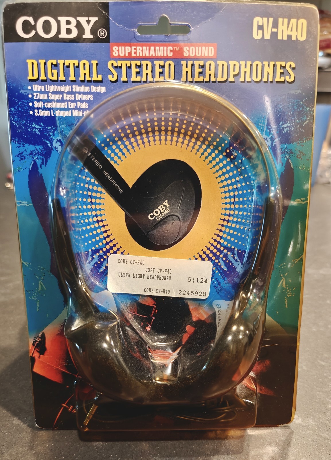 New 90s Coby Digital Stereo Headphones Super Bass-With Plug-CV-H40**