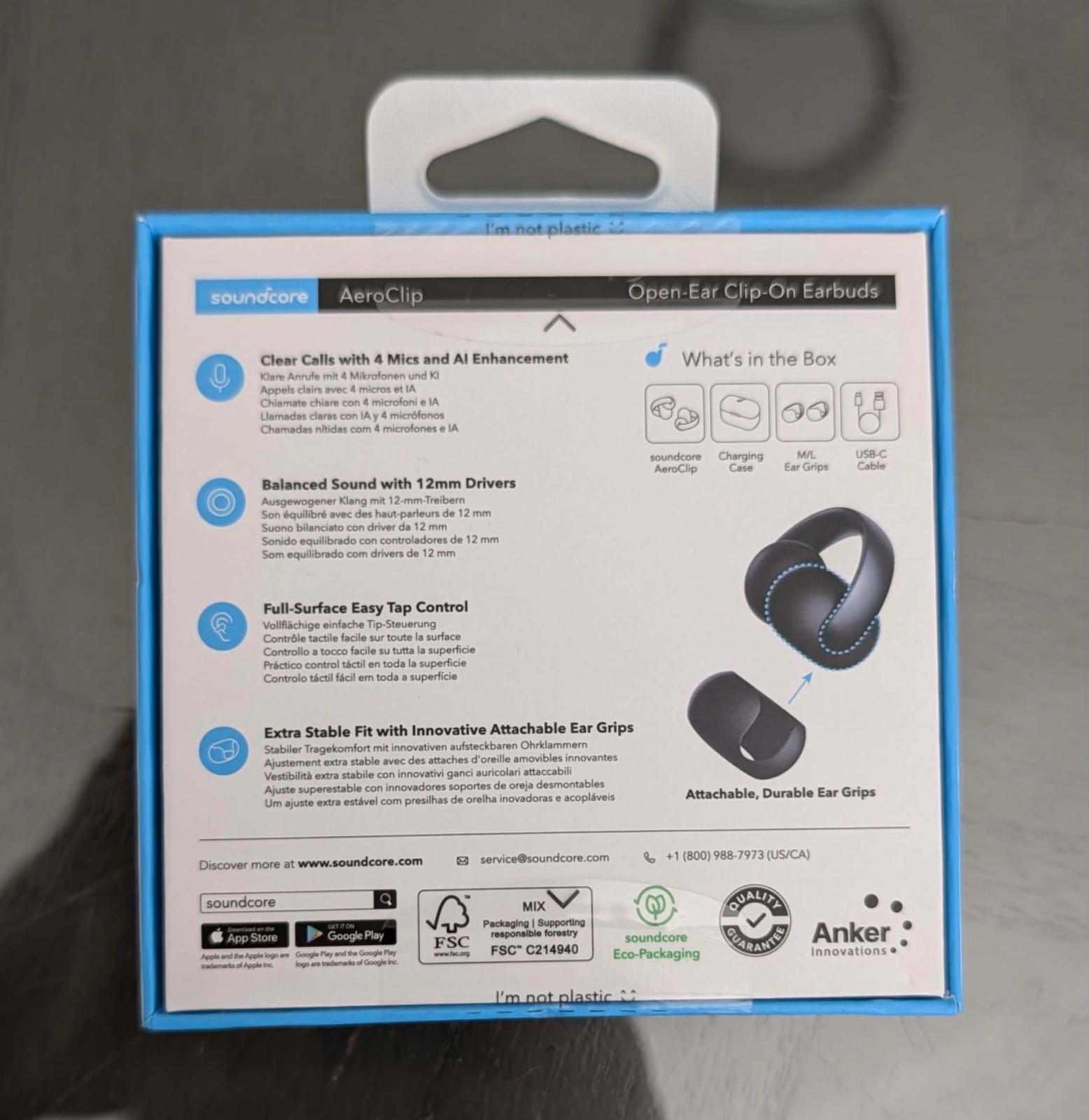 Soundcore AeroClip Open-Ear Earbuds Aero Clip On Headphones Adaptive Comfort NEW
