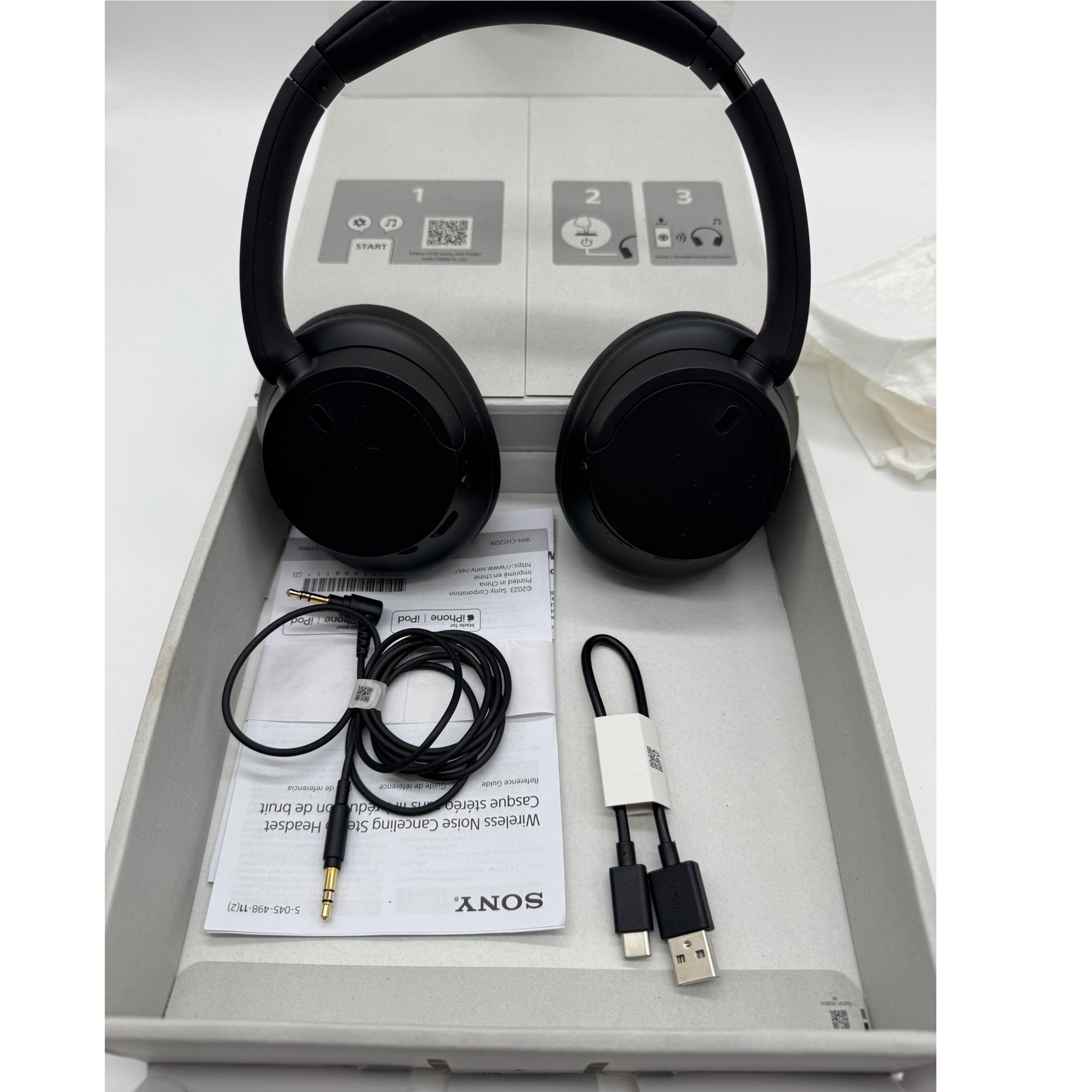 Sony WH-CH720N Wireless Noise Canceling Headphones Black Bluetooth Over-Ear Box