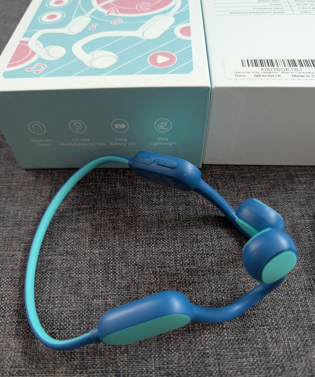 Mehomeli Kids Wireless Headphones Model K1 Pro Blue Open-Ear Bluetooth V5.2 LNXT