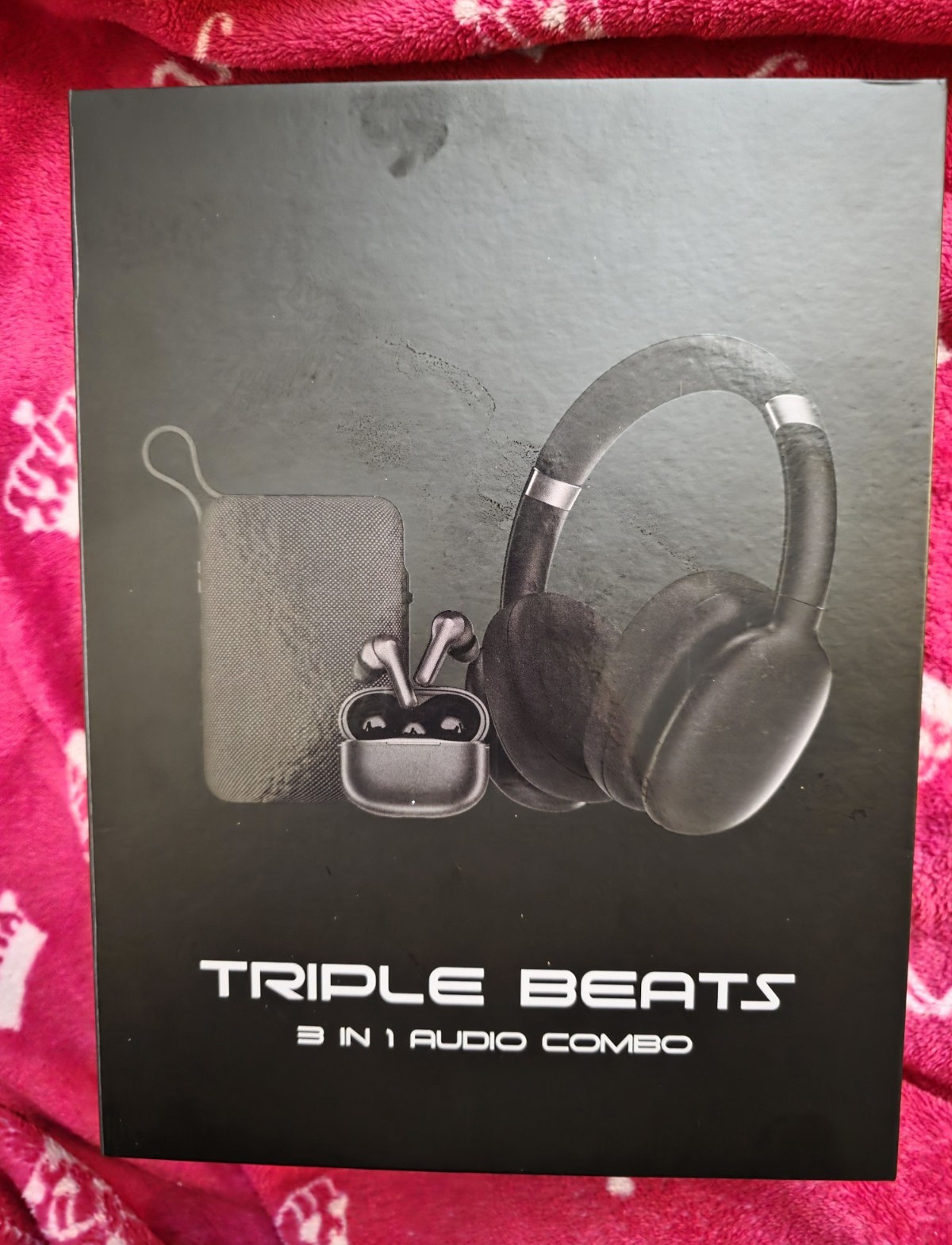 Acehigh Triple Beats 3-in-1 Bluetooth Headphones, Earbuds & Speaker Black