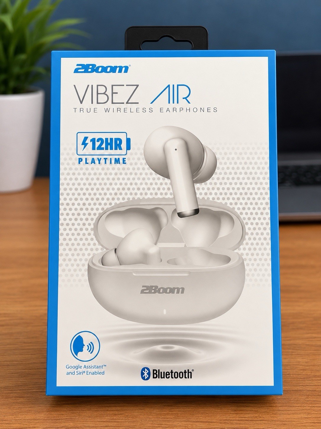 2Boom Vibez Air True Wireless Bluetooth Earbuds w/ Mic Touch Control, White