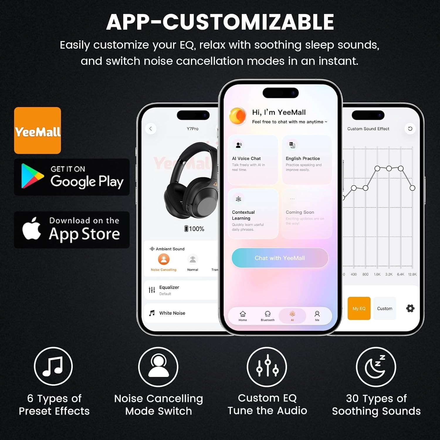 Hybrid ANC Over-Ear Headphones with LDAC Audio & 100 Hours Wireless Playback