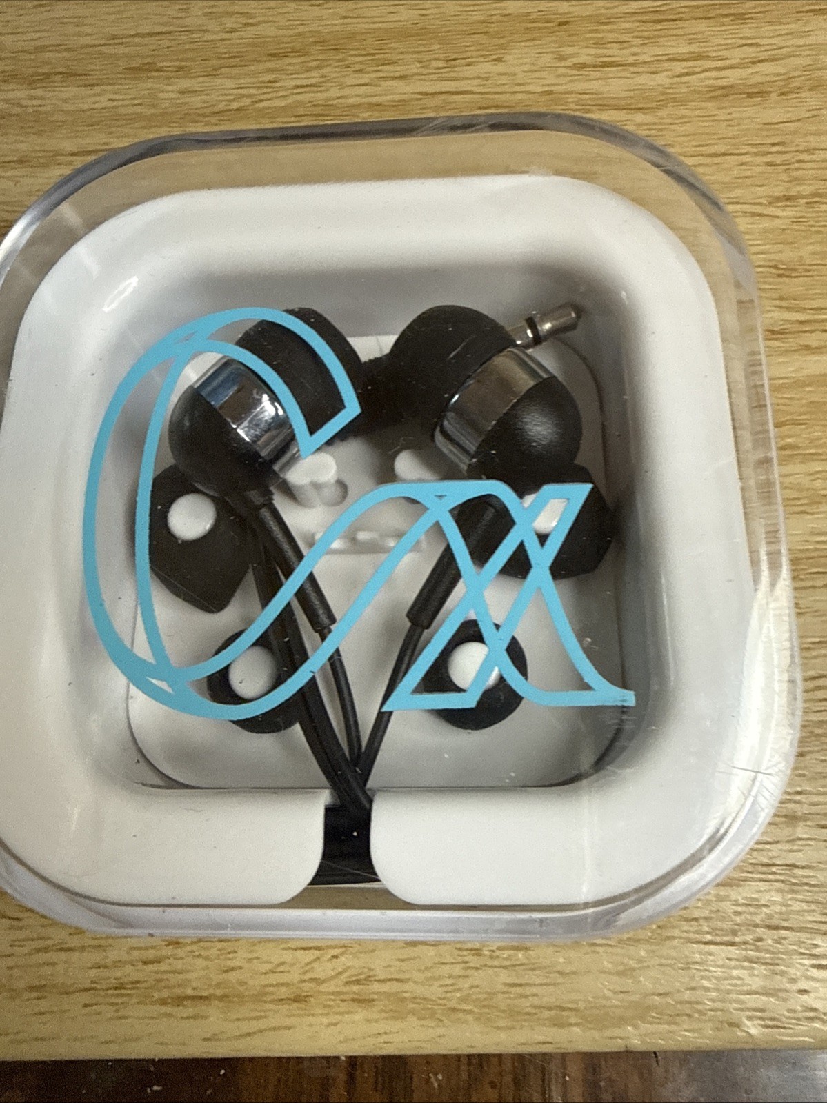Wired Earbuds 3.5mm Headphones Black And Silver With Transparent Case Earphones
