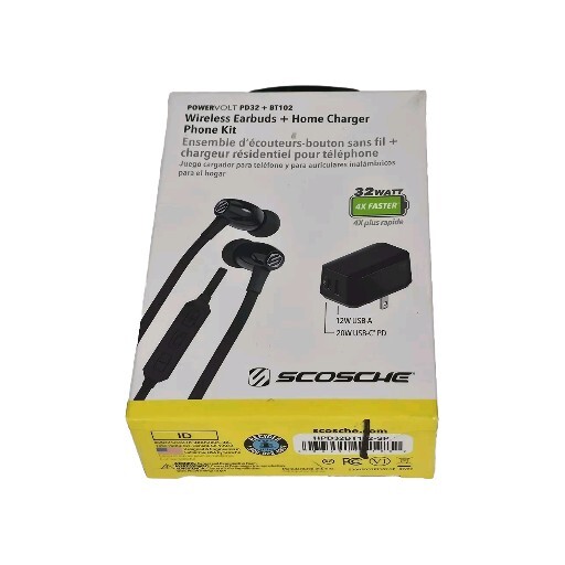Scosche PowerVolt PD32 + BT102 Wireless Earbuds + Home Charger Phone Kit