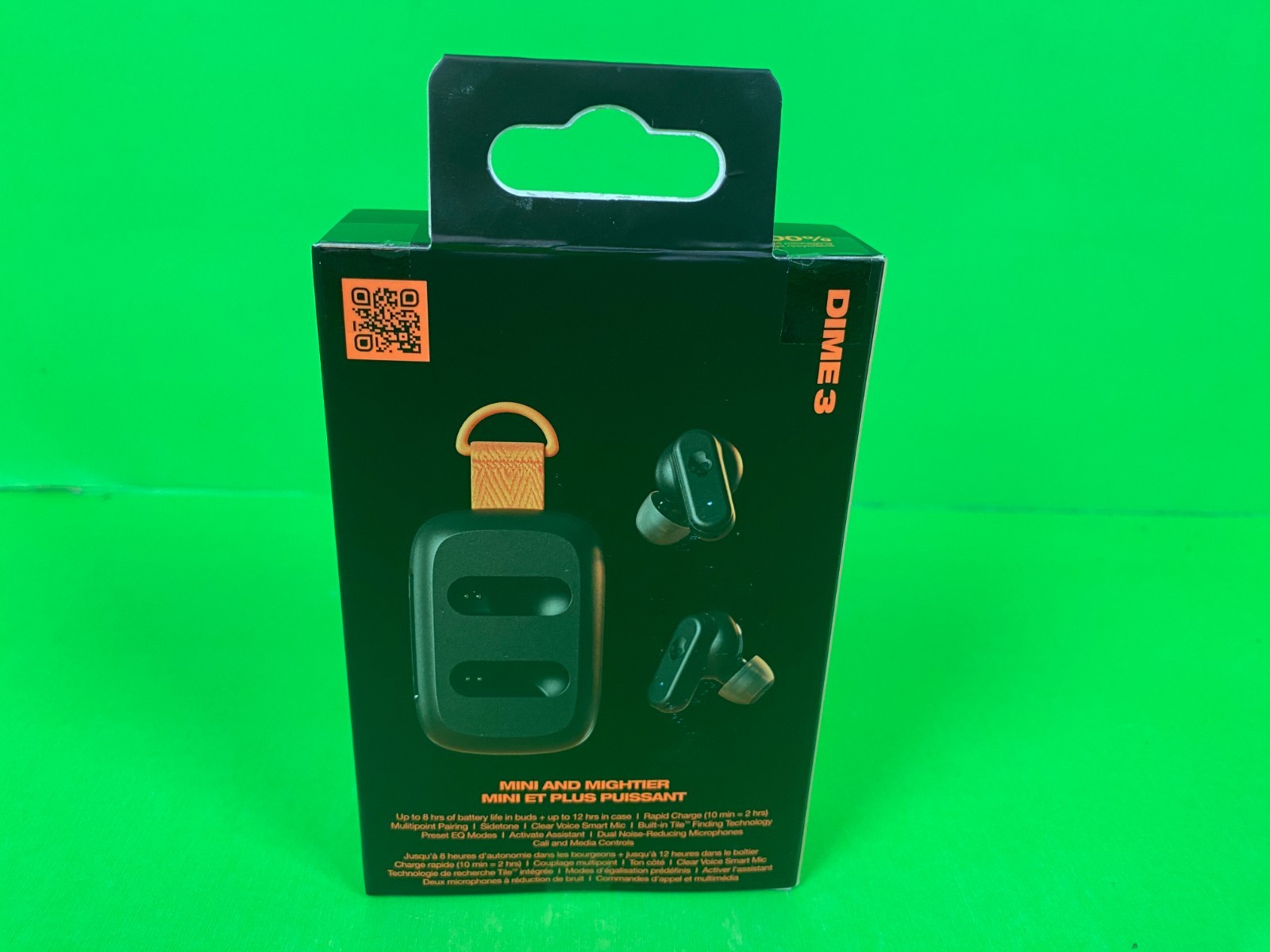L@@K BRAND NEW SEALED SKULLCANDY DIME 3 EARBUDS BLACK 20H SWEAT WATER RESISTANT