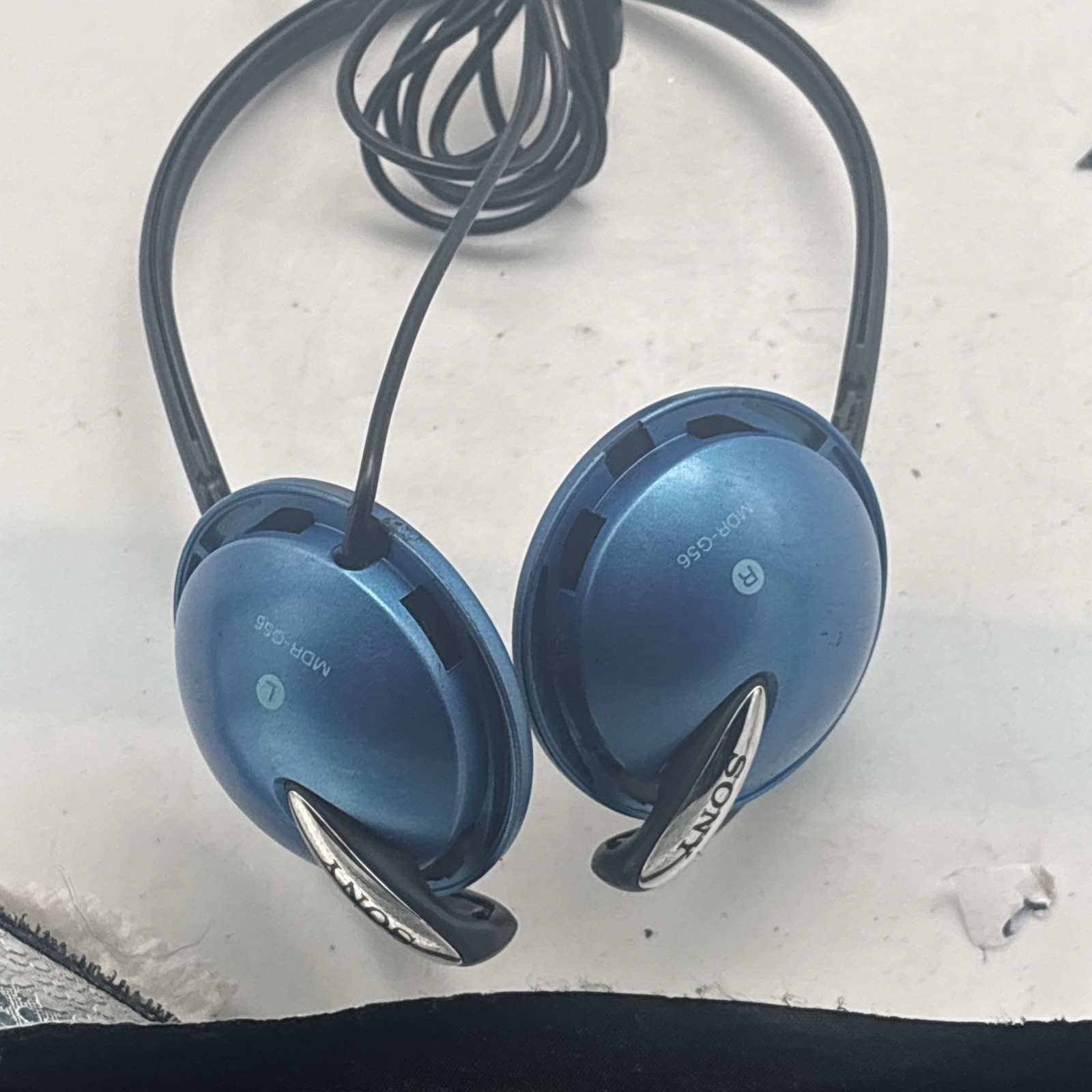Vintage Sony MDR-G56 Blue Black Street Style Retro On-Ear Headphones Needs Pads