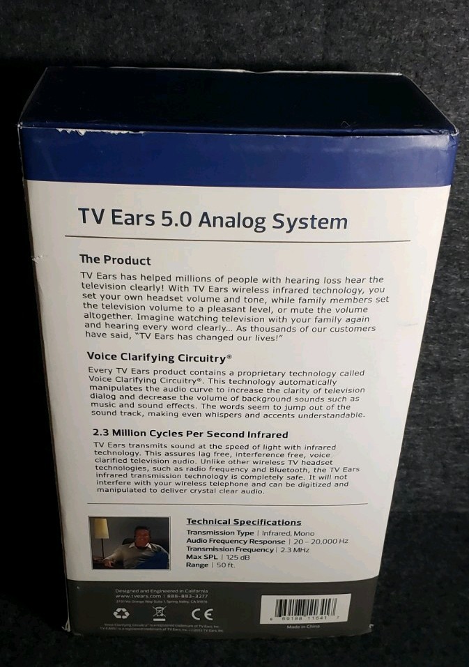 TV Ears 5.0 Analog Wireless Voice Clarifying Headset System (11641) Transmitter