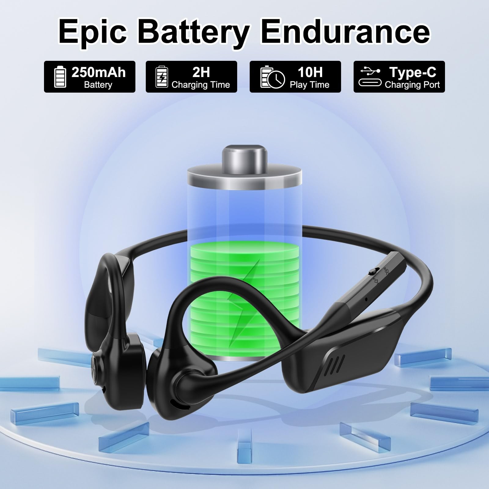 Open-Ear Bluetooth Wireless Trucker Headset with Microphone