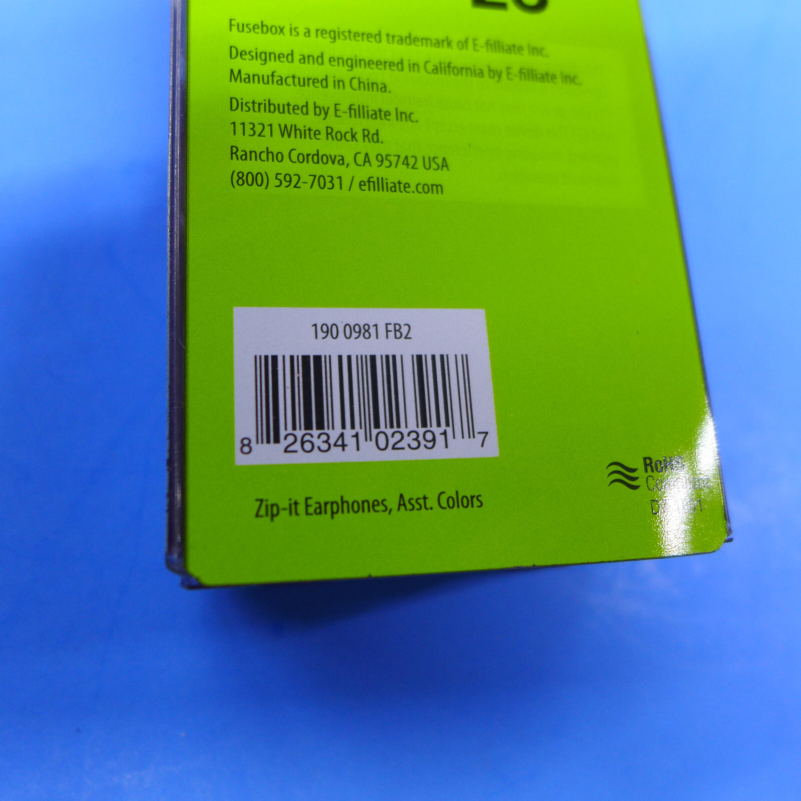 (LOT OF 2) New Fusebox Zip-It Earbud Tangle Free Cord Length 45” D71801