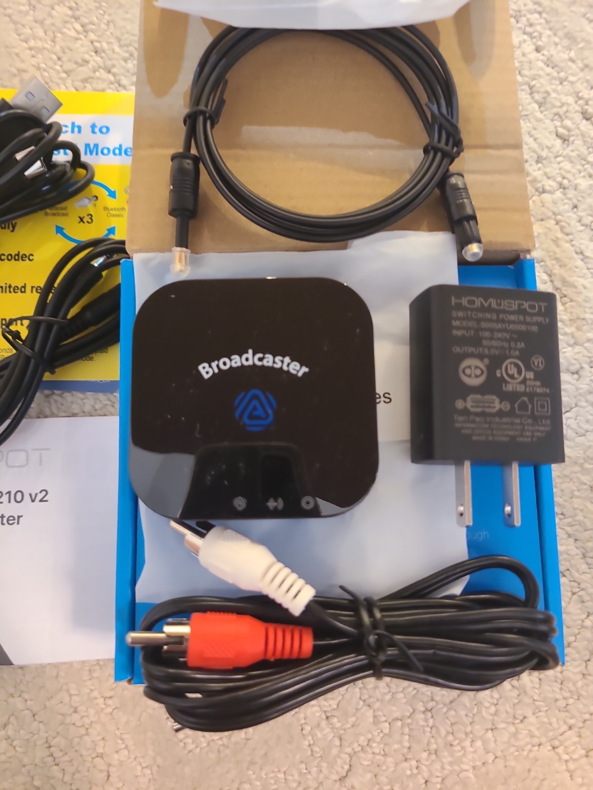 HomeSpot BA210 V2 Auracast TV Bluetooth Wireless Transmitter OPEN BOX