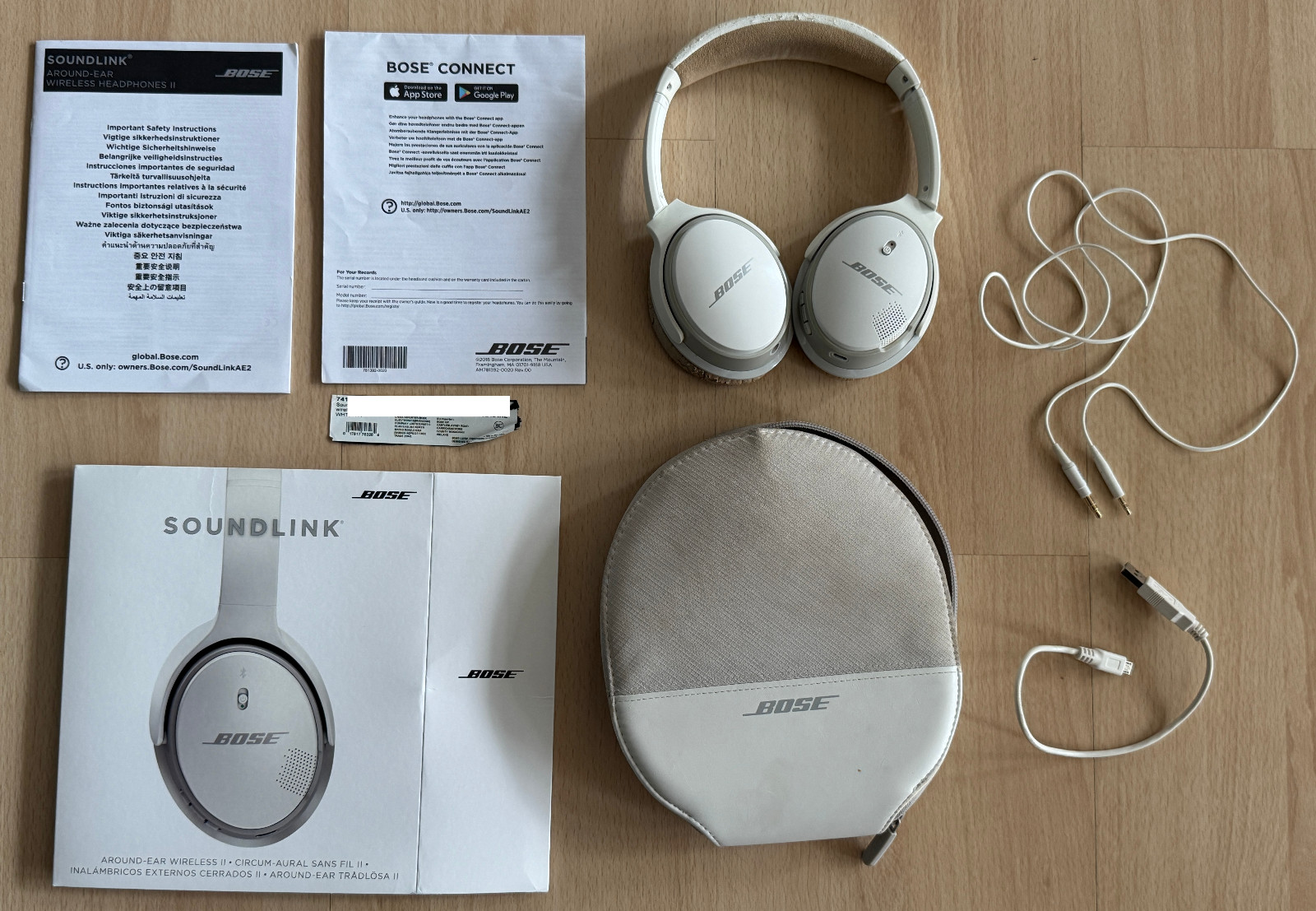 Bose SoundLink Around Ear II Wireless Headphones White in Case (Used & Working)