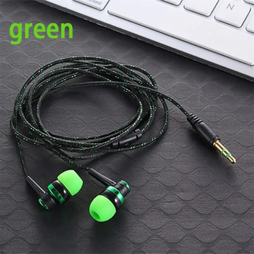 1Pc Wired Stereo Earphones 3.5mm, In-Ear with Mic, Nylon Weave Cable for Laptop