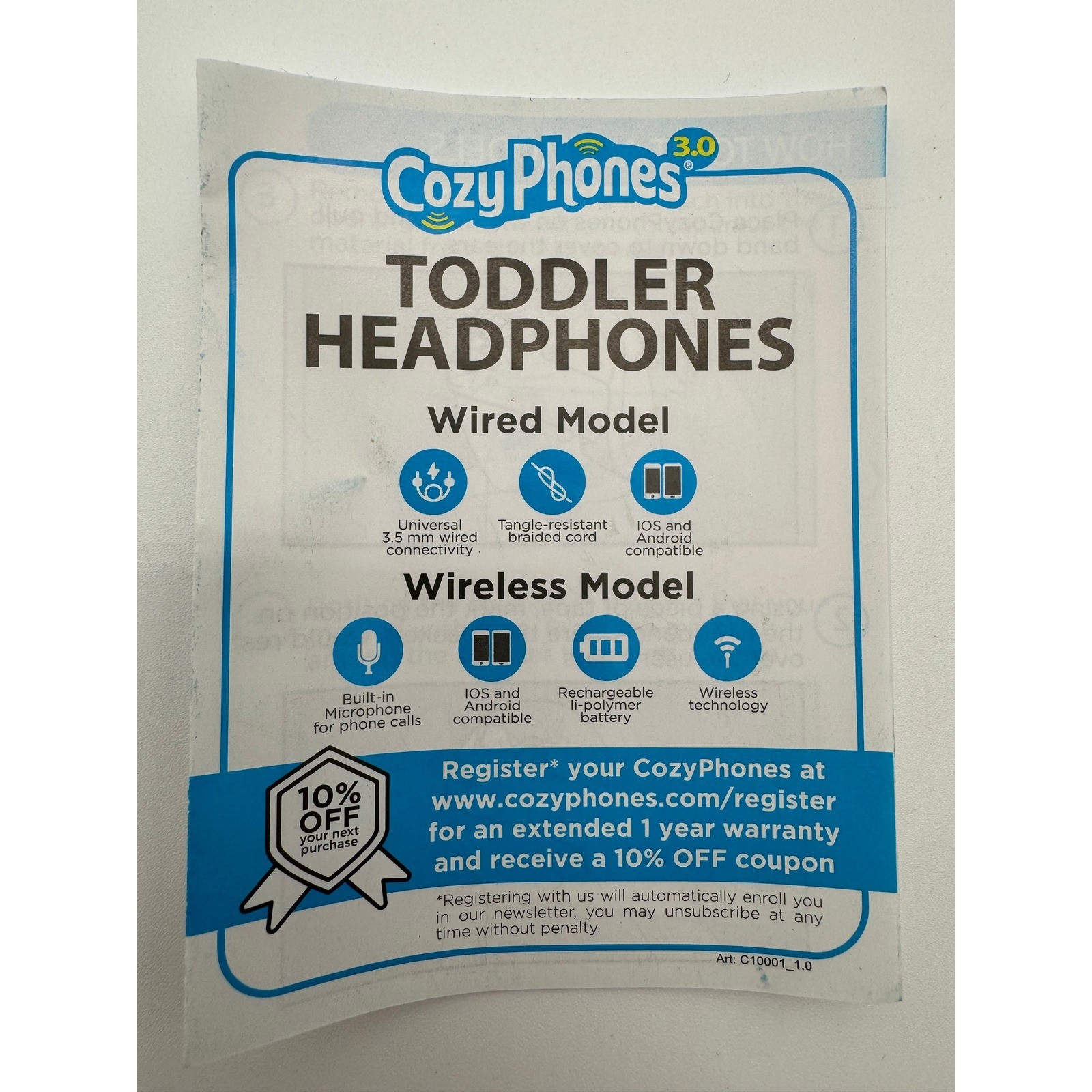 CozyPhones Panda Toddler Headphones 3.0 Wireless Sleep Headband White Kids
