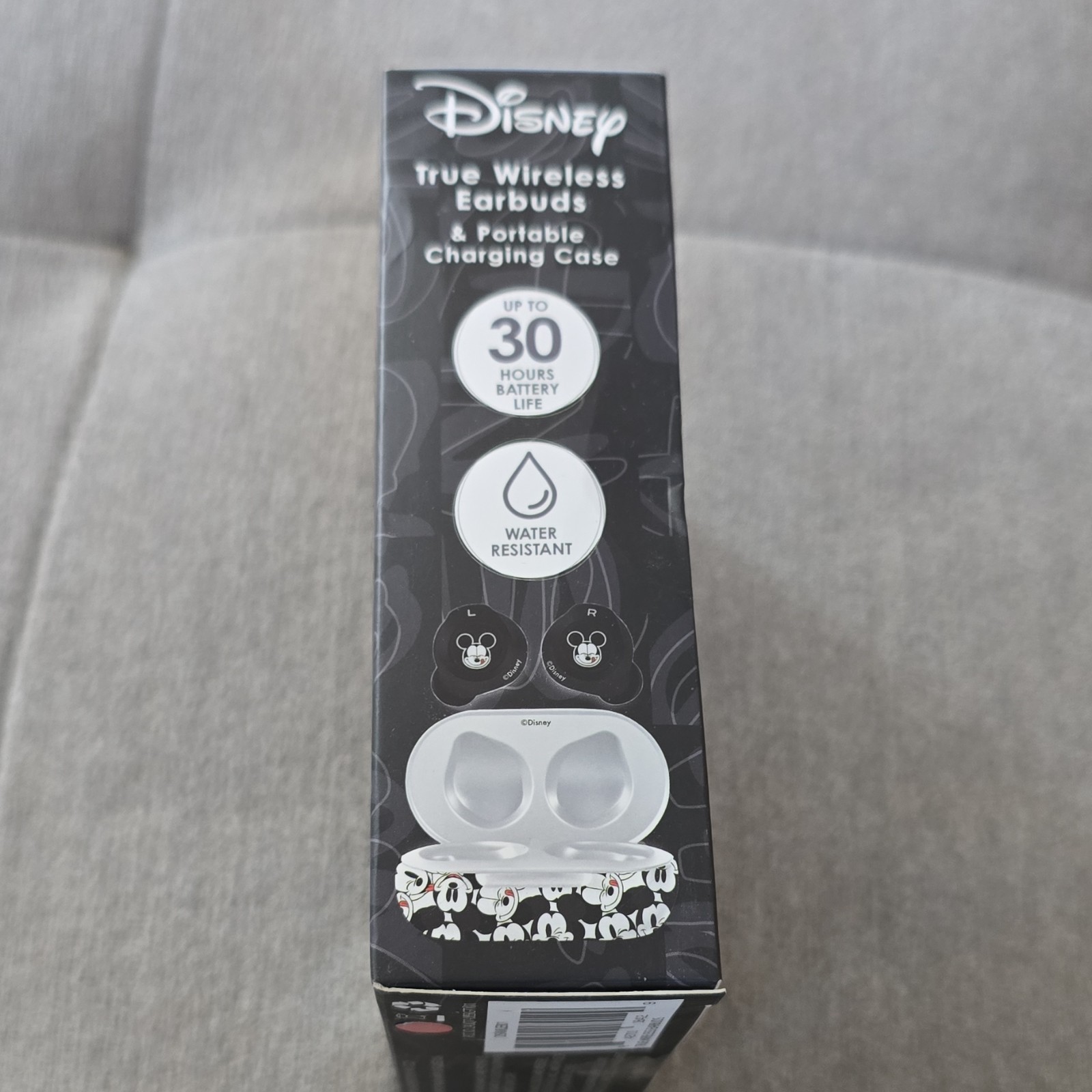 Disney True Wireless Bluetooth In-Ear Earbuds Water-Resistant Charging Case B/W