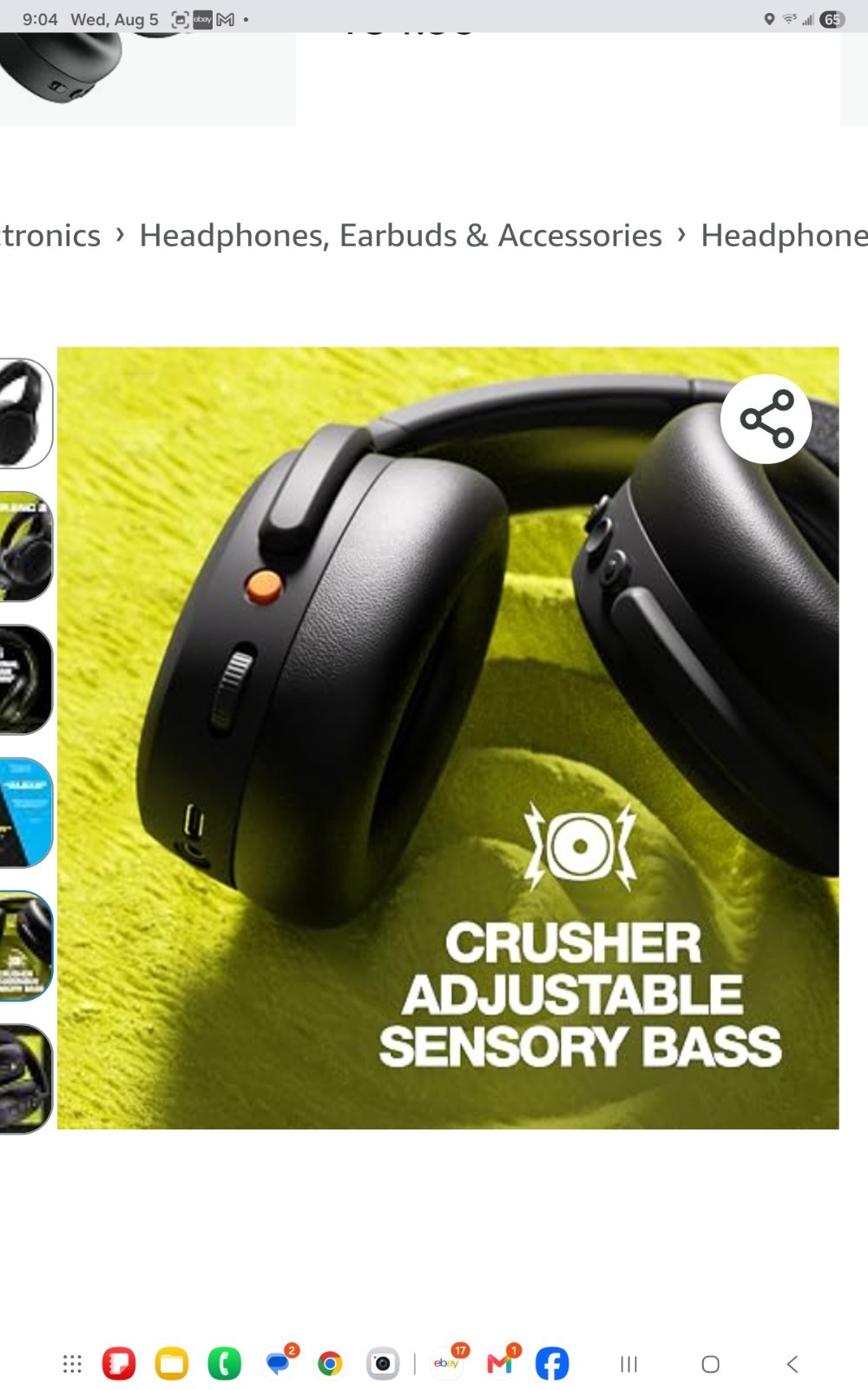 🔥Skullcandy Crusher ANC XT 2 Over-Ear Headphones-Black FACTORY SEAL FREE SHIP!