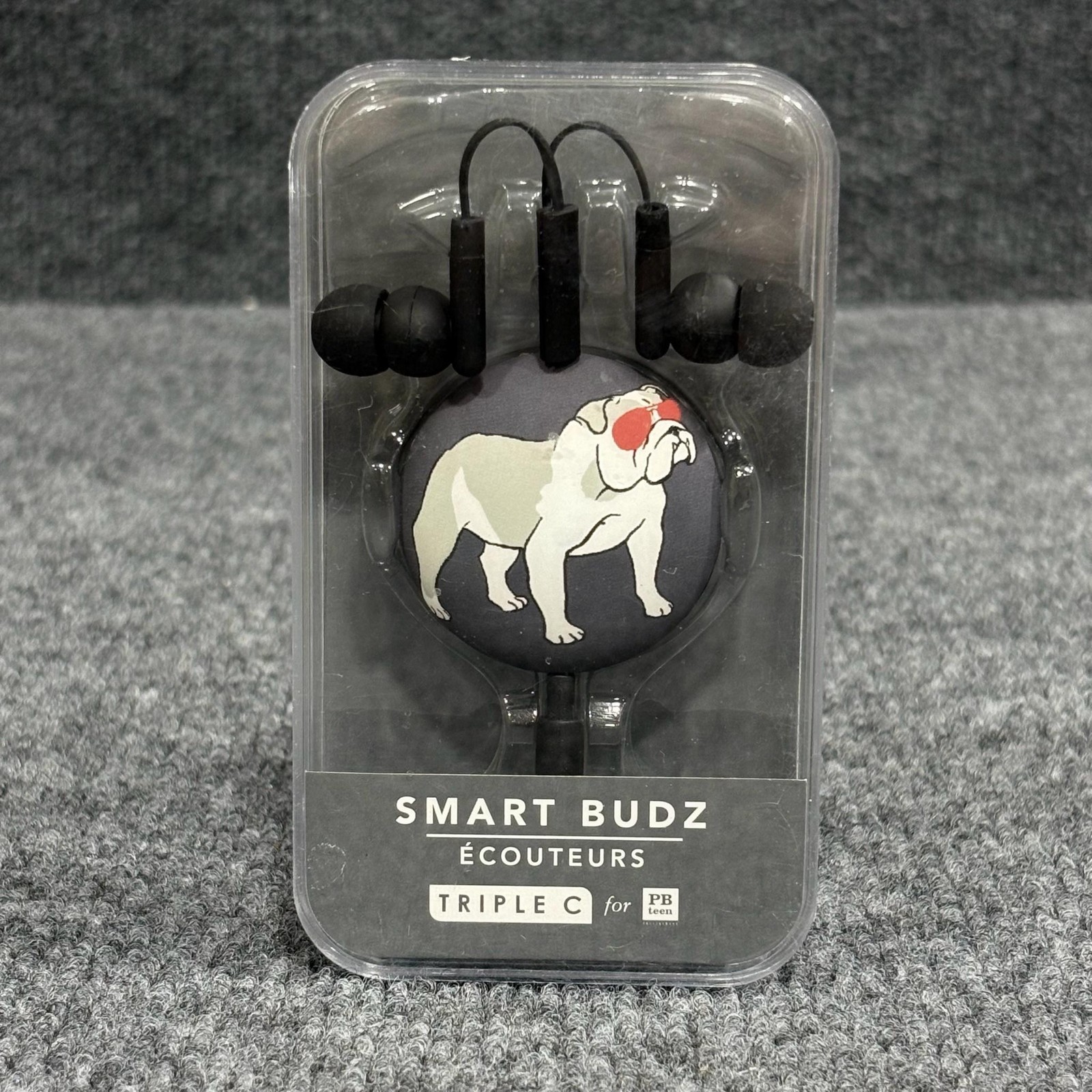 PBteen Triple C Smart Budz In-Ear Earbuds Black Bulldog Retractable Mic 3.5mm