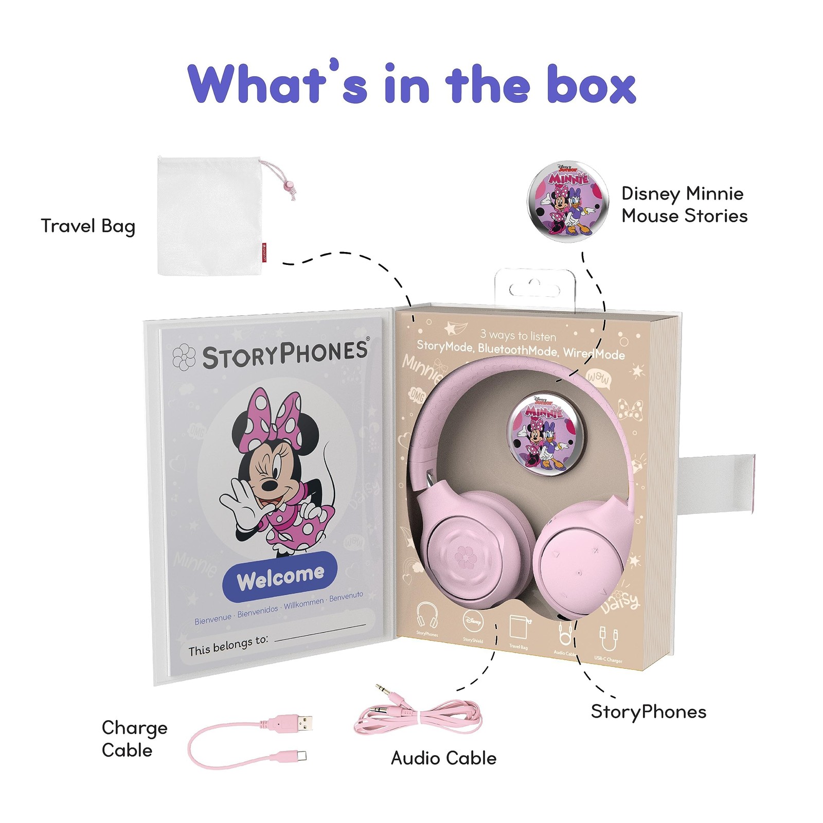 STORYPHONES Disney Edition StoryPhones BuddyPhones Cosmos Fun On Ear Pink