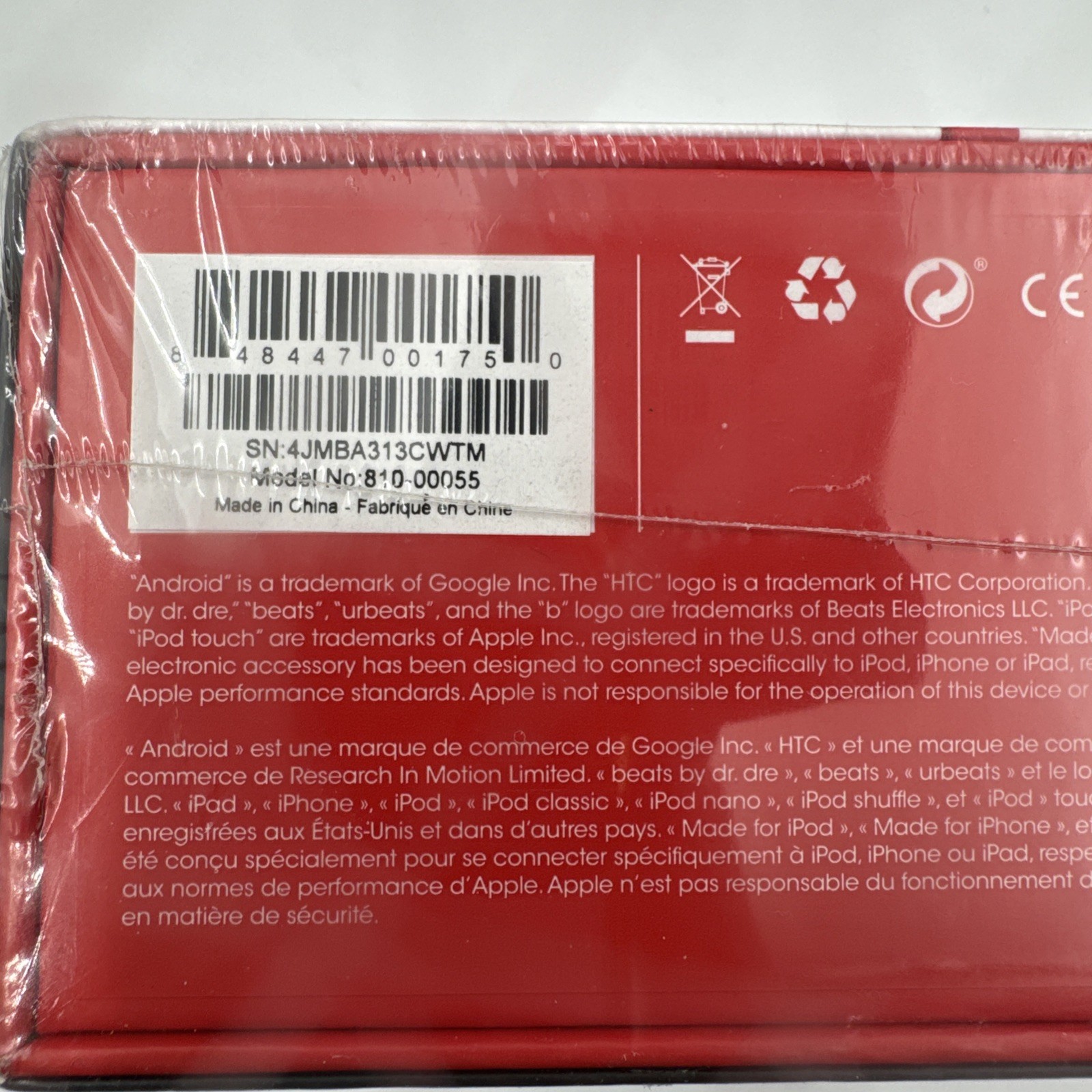 New-Beats by Dr. Dre-urBeats-Black/Red-In Ear Headphones-810-00055-Free Shipping