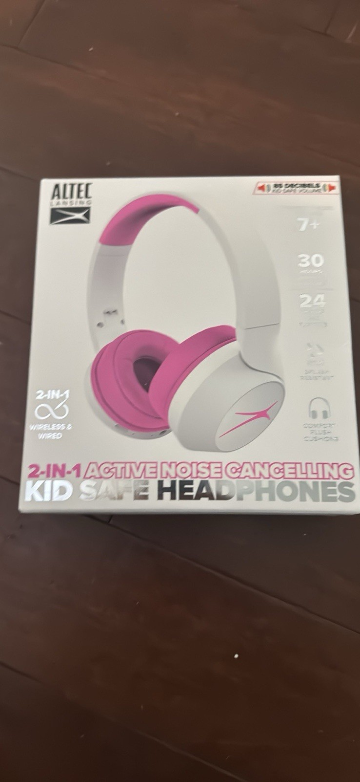 Altec Lansing 2-In-1 Active Noise Canceling Kid Safe Headphones Pink